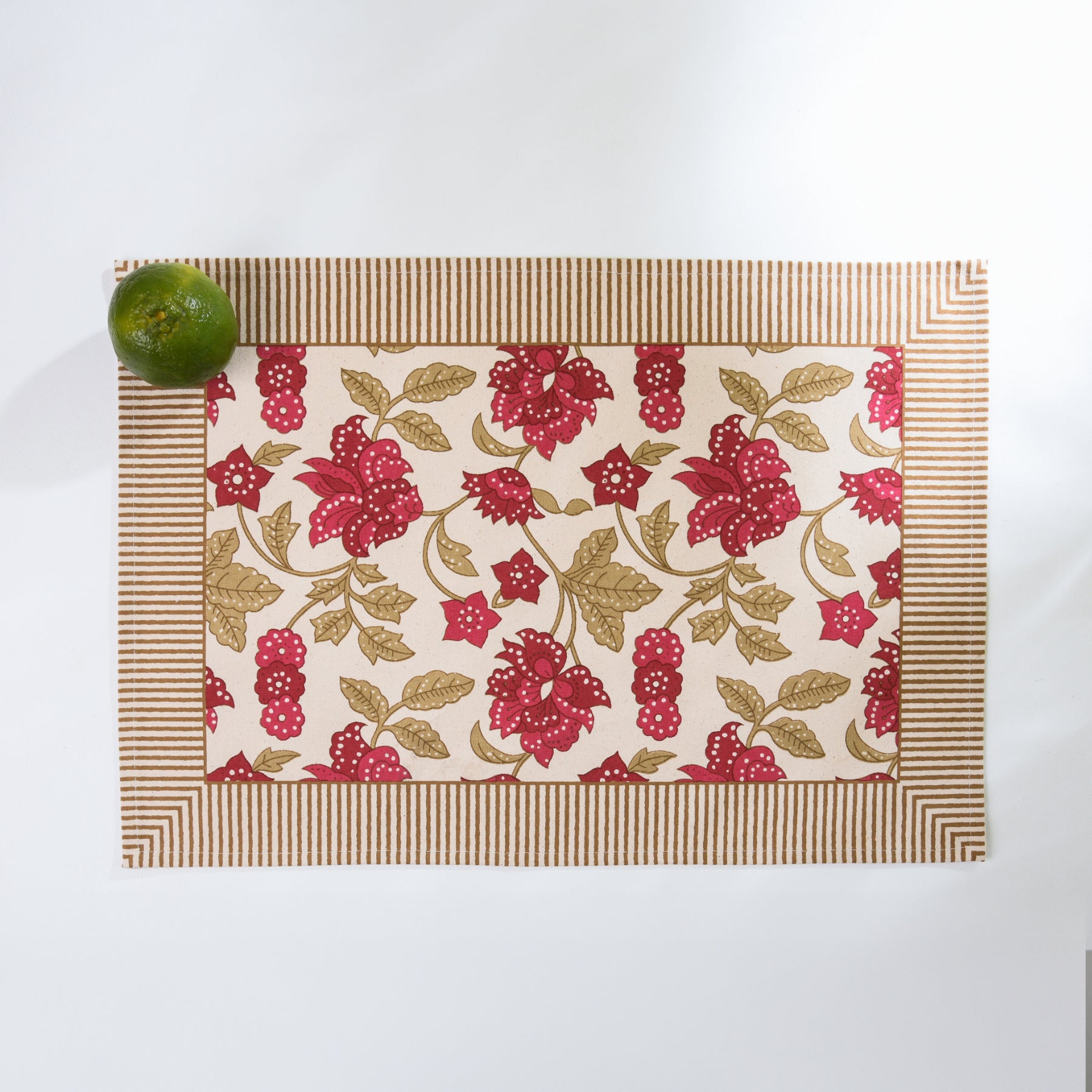 Red-Beige Table Mat Set of 6 Ratan Texprocess Pvt. Ltd