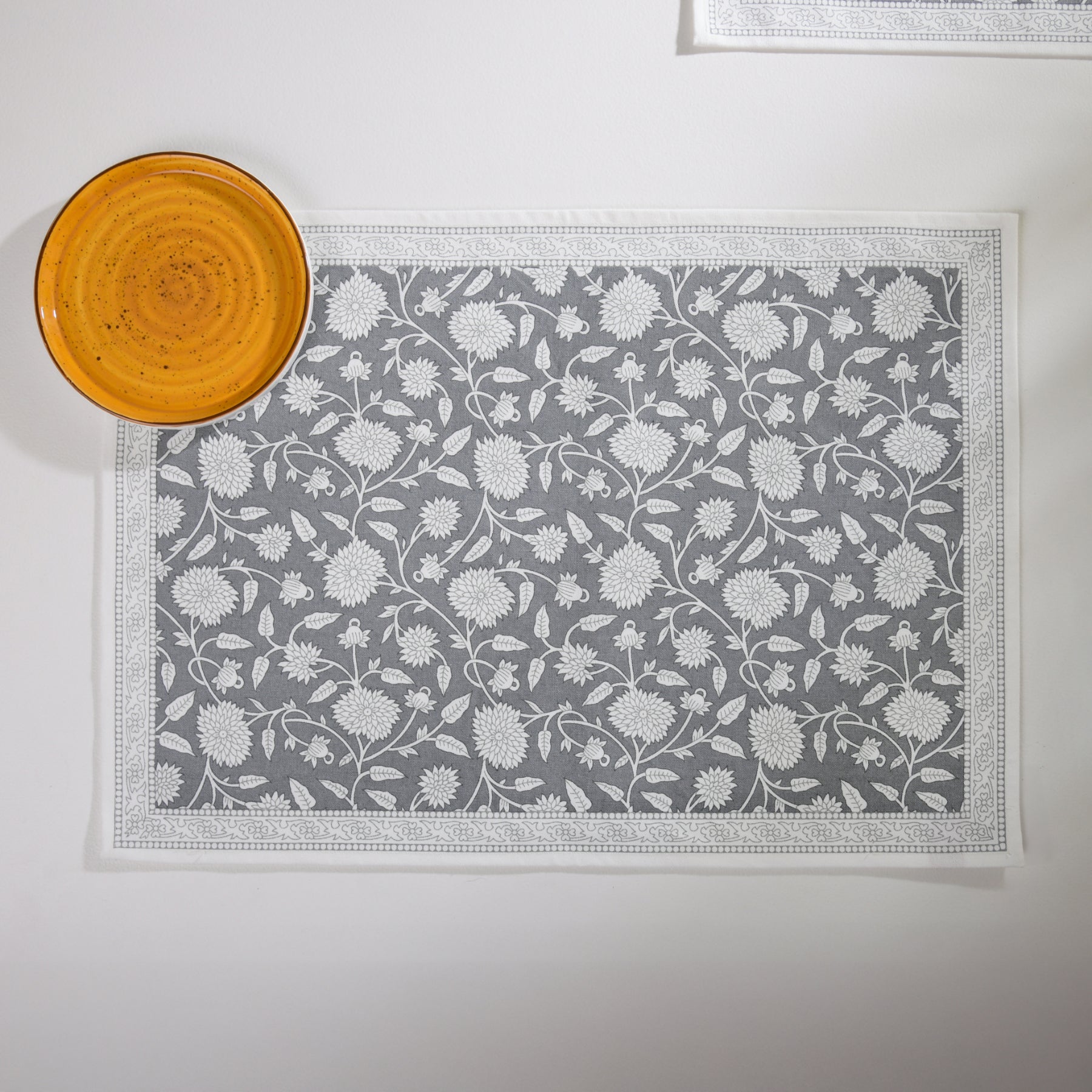 Buti Marigold Beige Table Mat Set of 6 Ratan Texprocess Pvt. Ltd