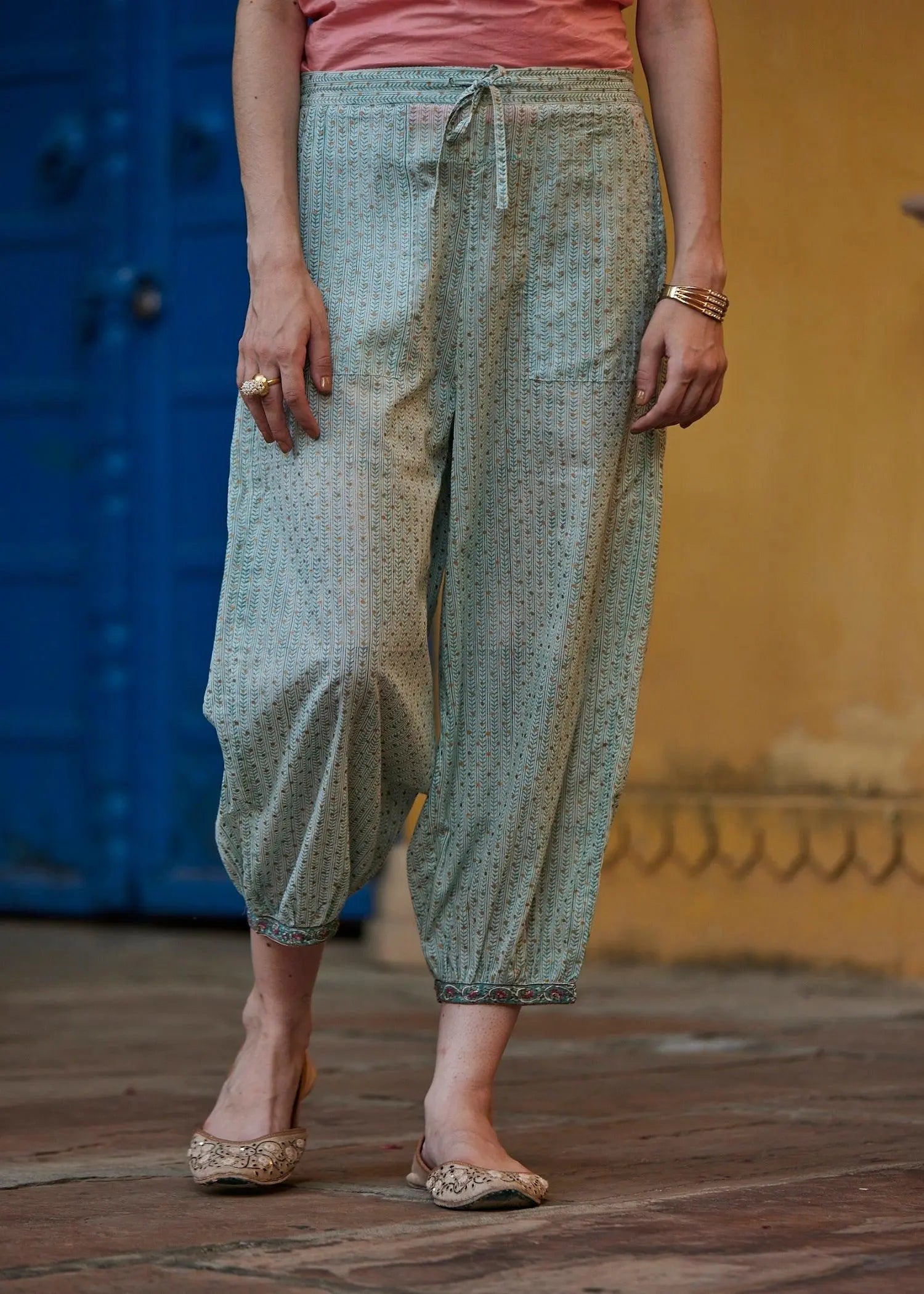 Turquoise Voile Regular Jasmine Pants | Stylish and Comfortable | Rata…