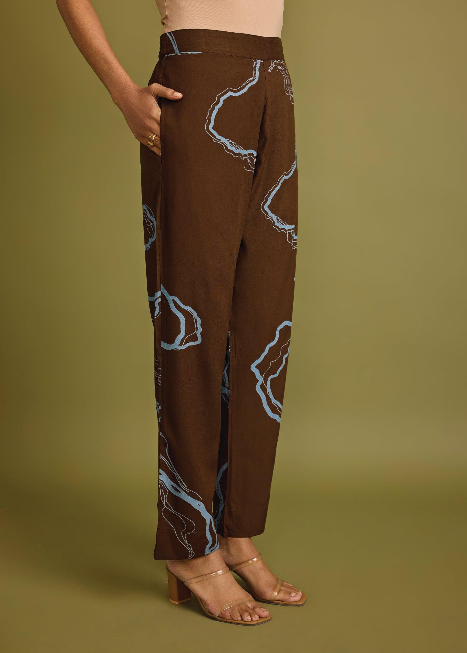 Brown Regular Viscose Tapered Pant Ratan Texprocess Pvt. Ltd