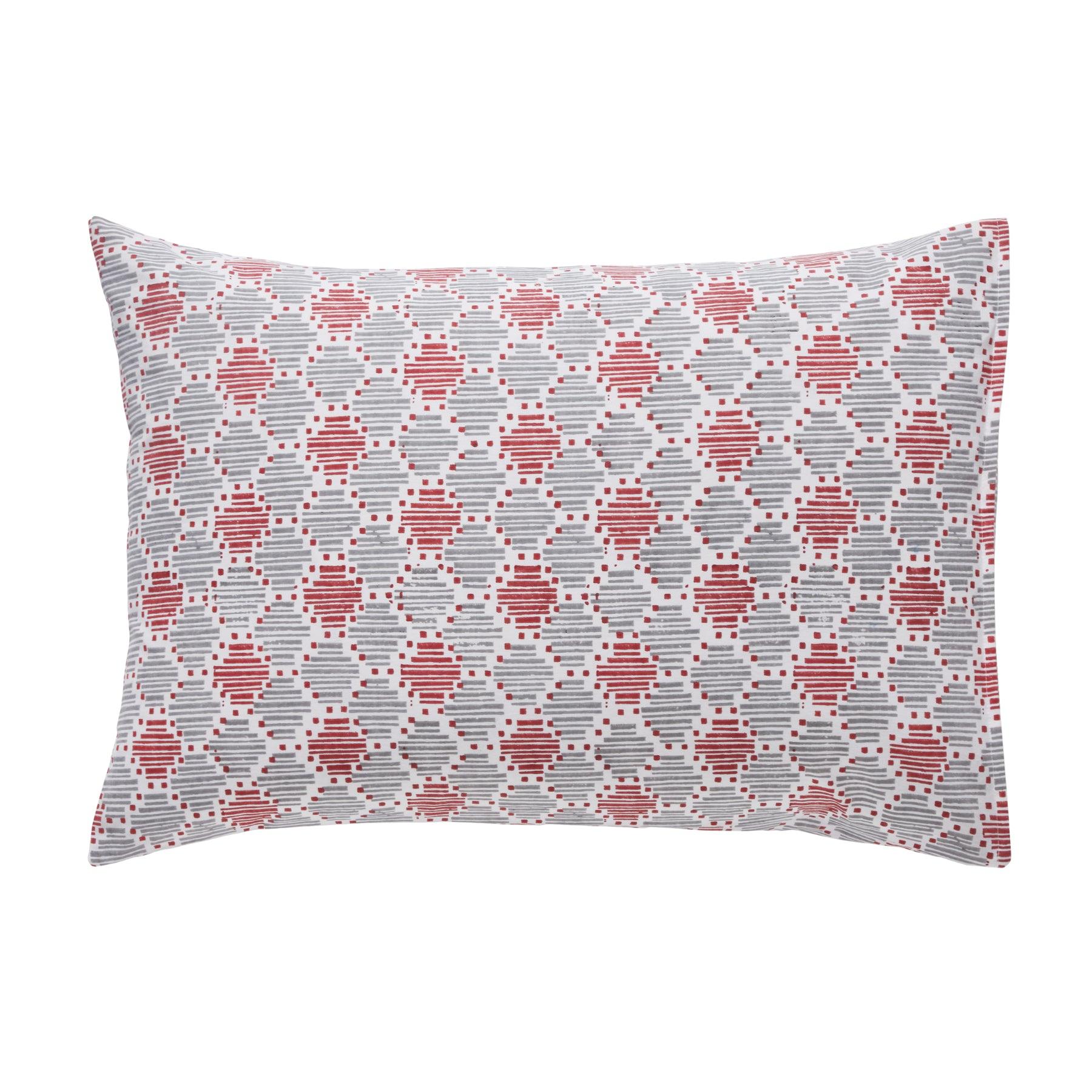 Geometric Quint Red & Grey Hand Block Print Cotton Pillow Cover Ratan Texprocess Pvt. Ltd