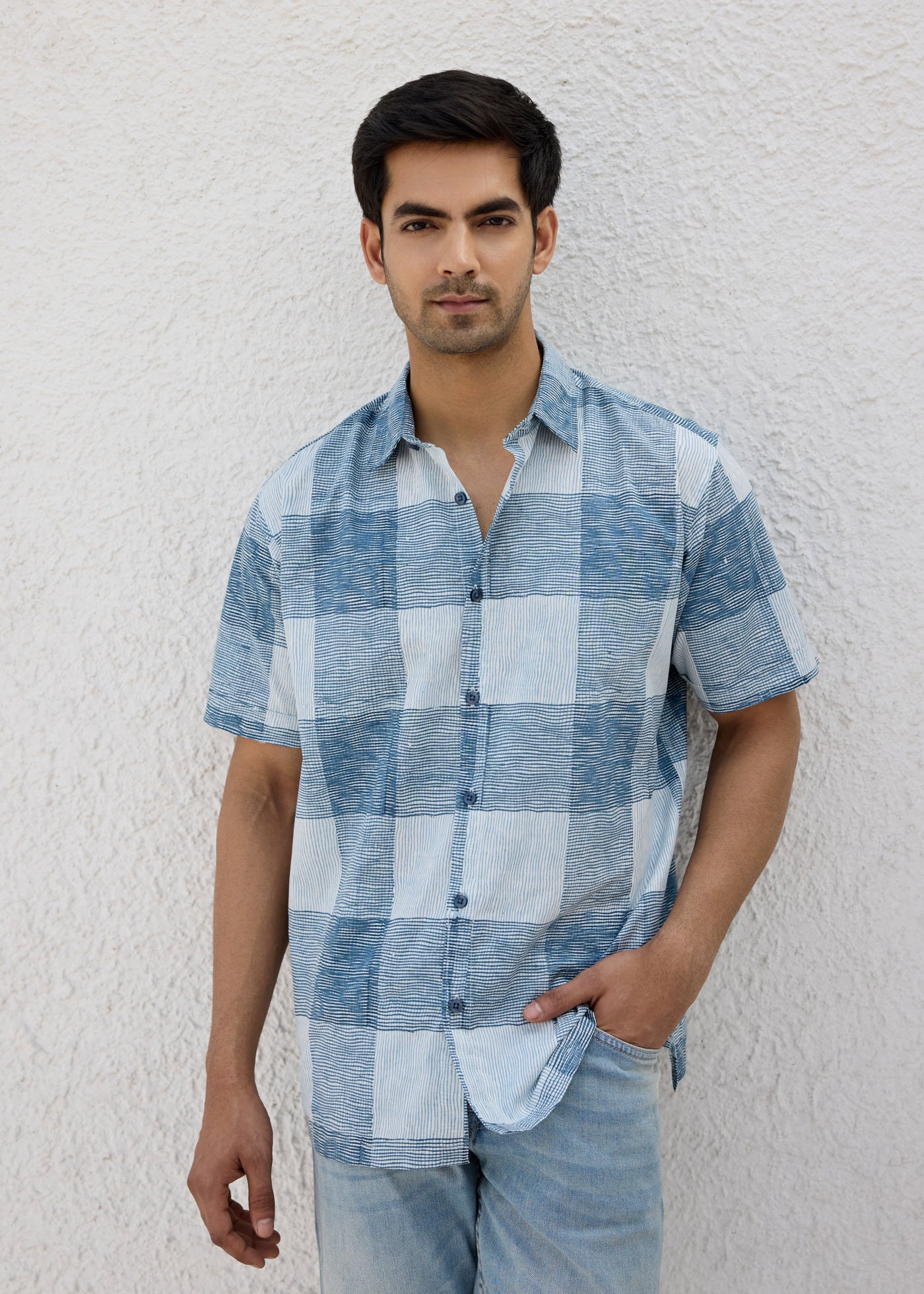 Half Sleeves Shirt-Blue