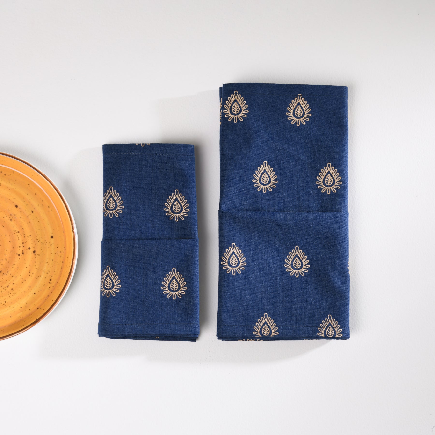 Mandala Navy-Blue/Gold Napkin Set - 6 pieces Ratan Texprocess Pvt. Ltd