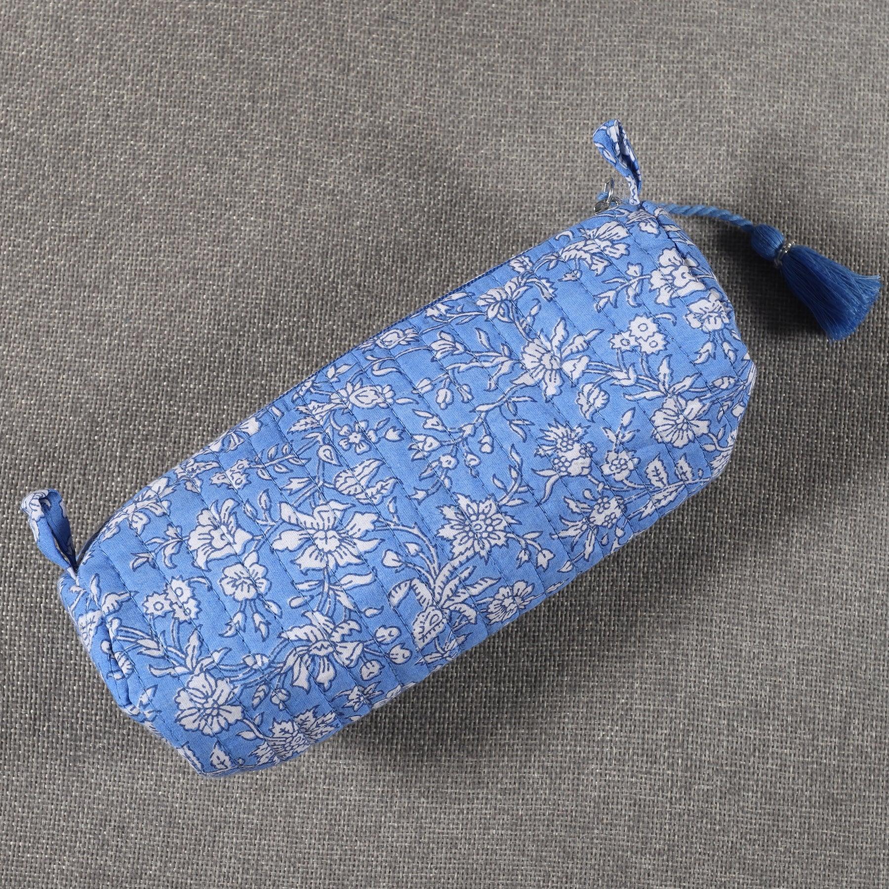 Jaal Blue Quilted Cotton Pencil Pouch Ratan Texprocess Pvt. Ltd