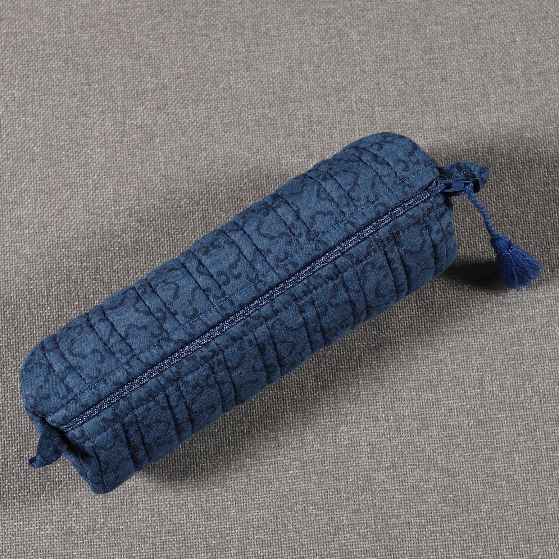 Bracket Blue Quilted Cotton Pencil Pouch Ratan Texprocess Pvt. Ltd