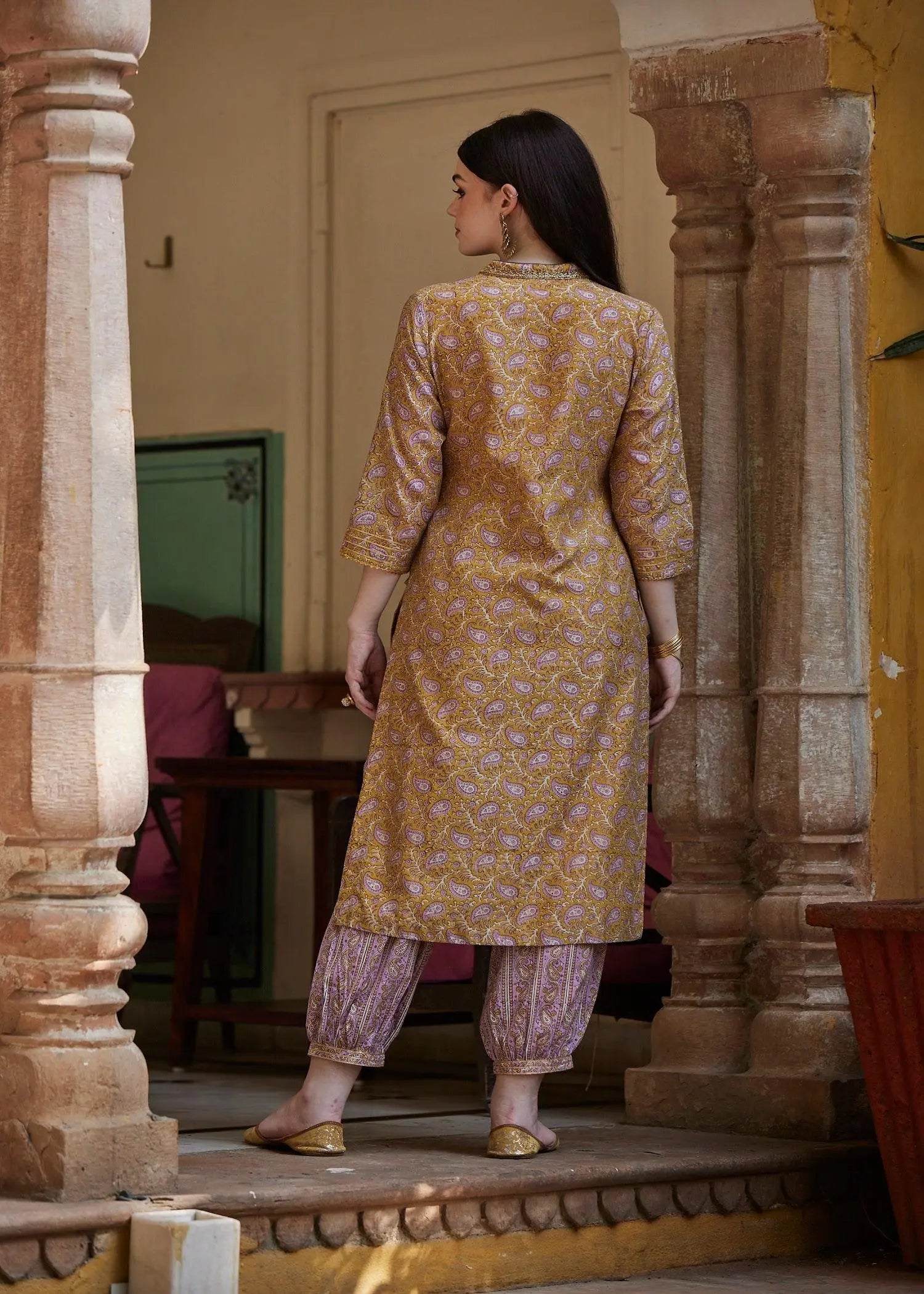 Yellow Chanderi Lotus Kurta | Premium Kurta | Ratan Jaipur