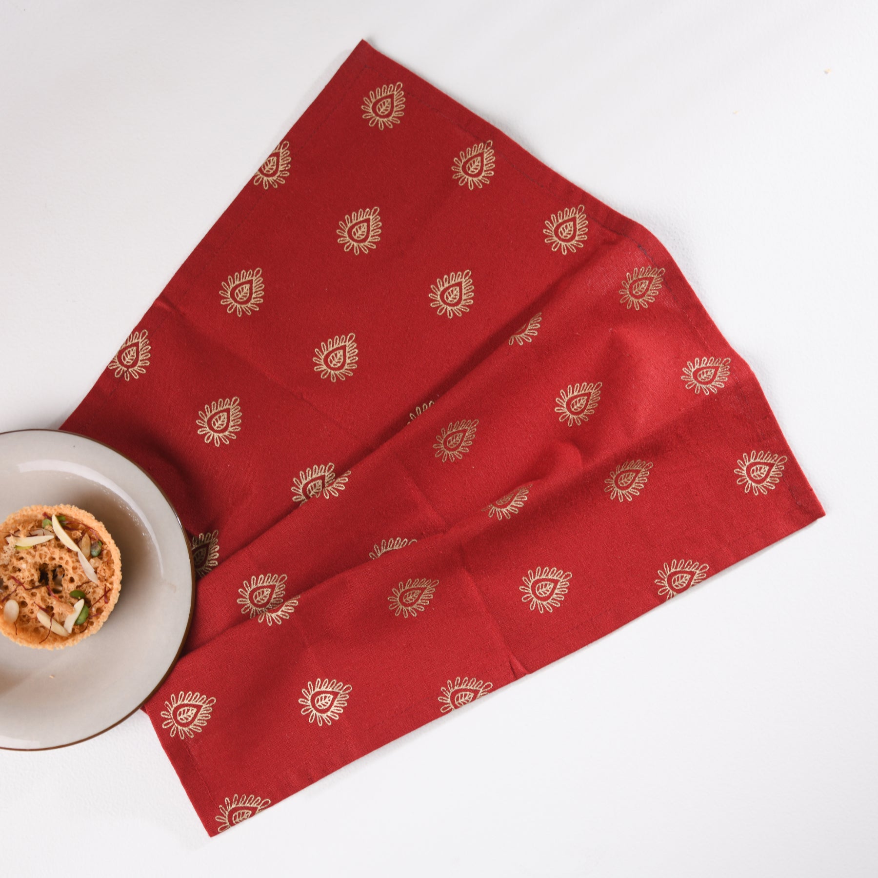 Mandala Maroon-Gold Napkin Set - 6 pieces Ratan Texprocess Pvt. Ltd