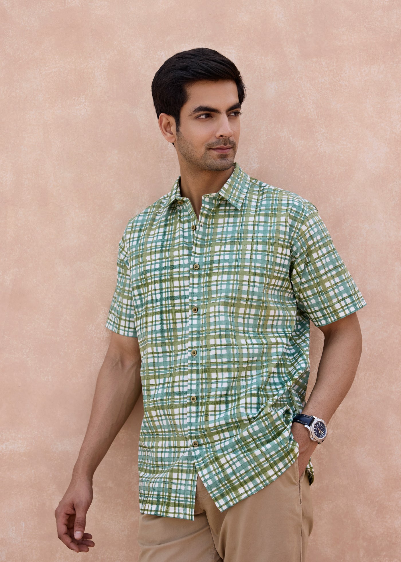 Half Sleeves Shirt -Green