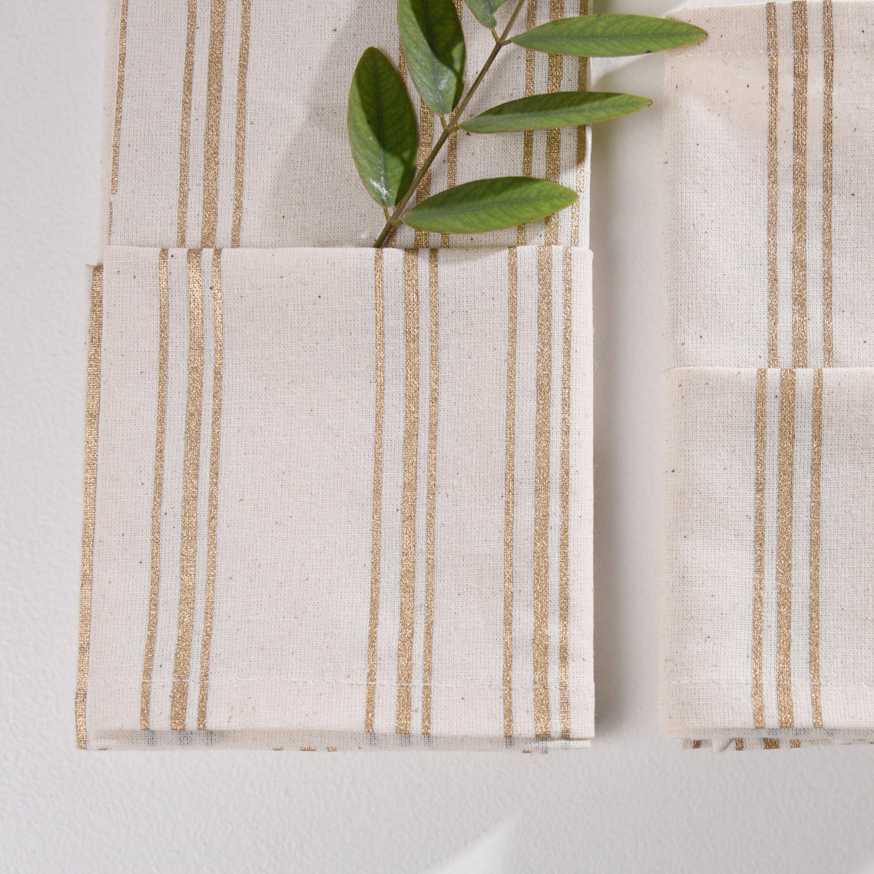 Linear Stripe Creme-Gold Napkin Set - 6 pieces Ratan Texprocess Pvt. Ltd