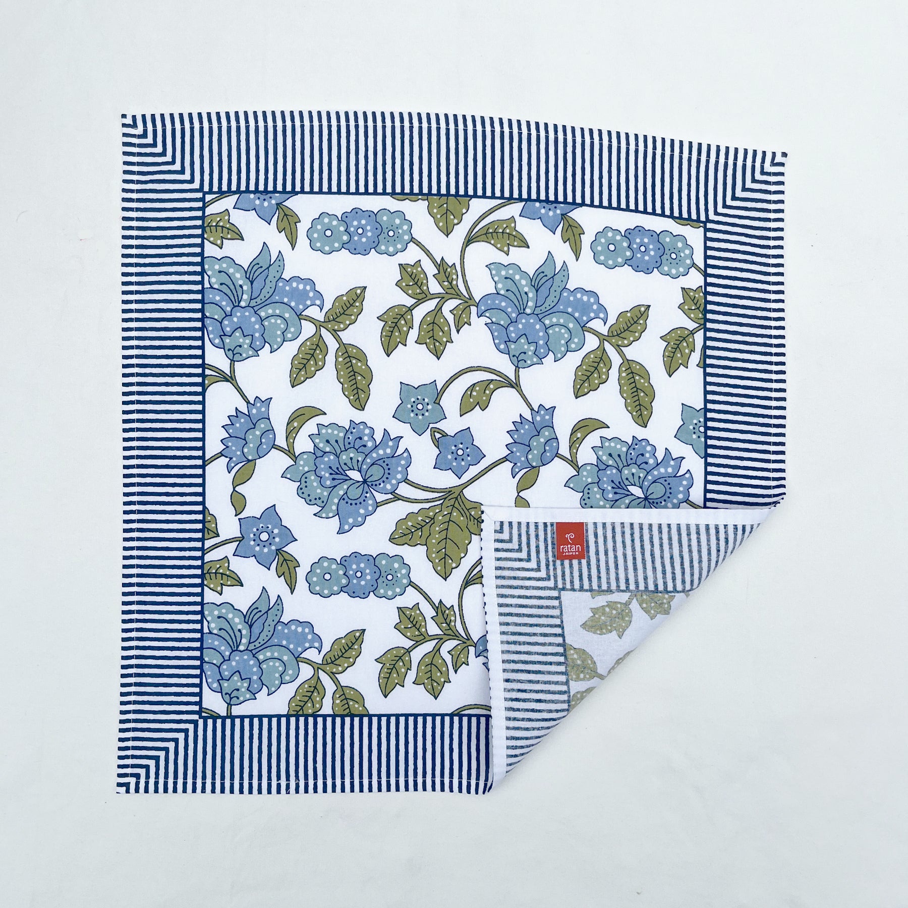 Blue-Green Flower Napkin- Set of 6 Ratan Texprocess Pvt. Ltd