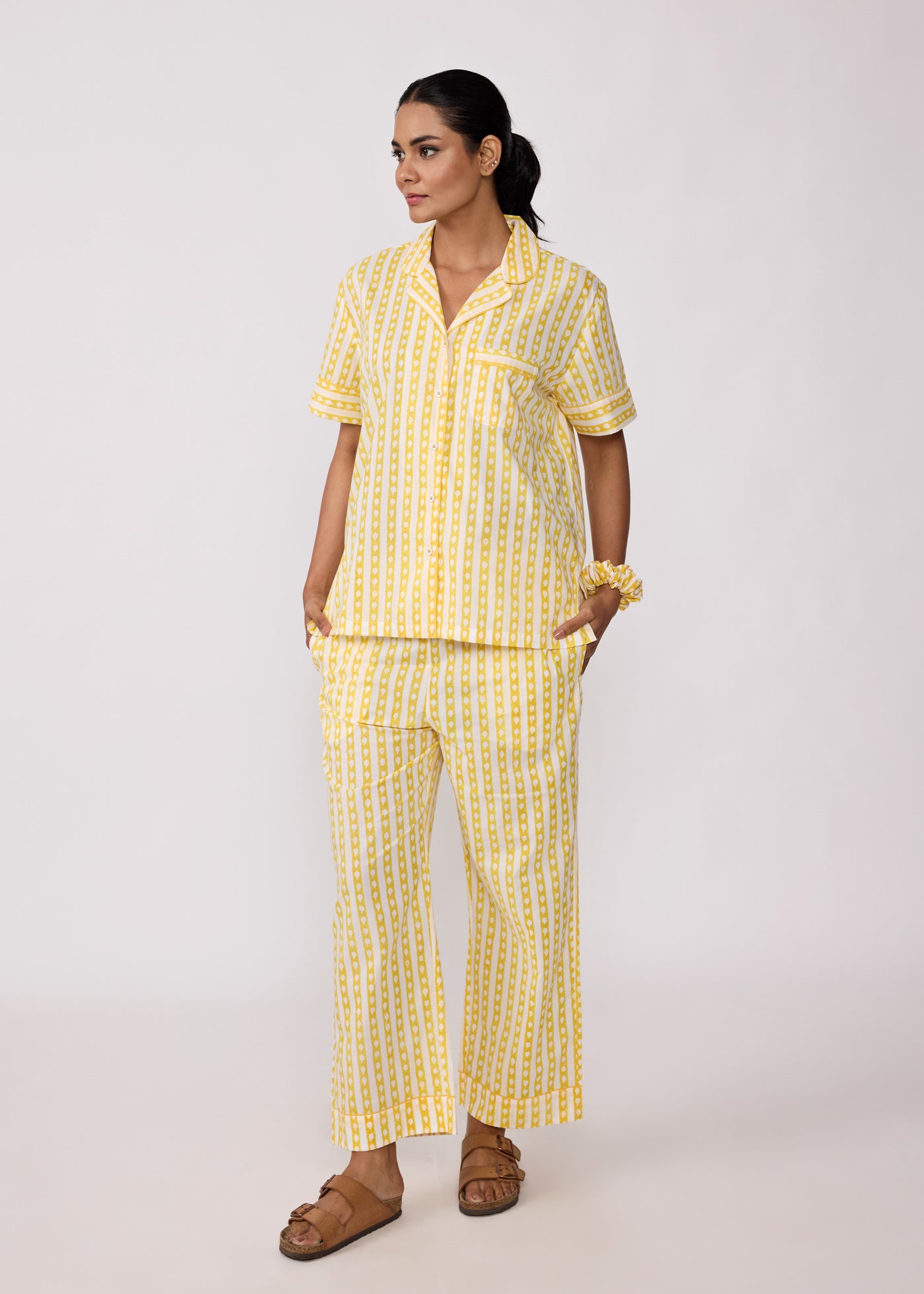 Women Night Suit Set - Yellow