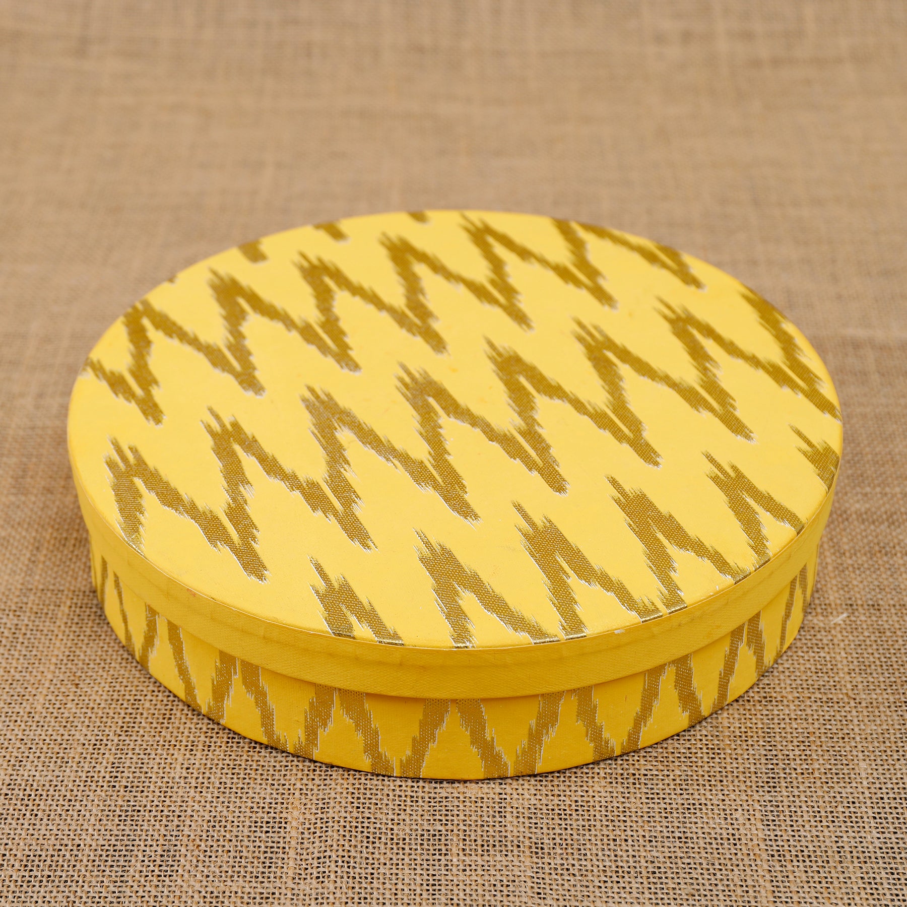 Ikat Yellow & Pink Round Box Set of 2