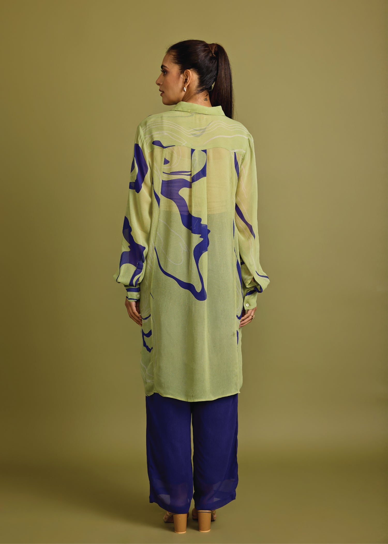 Mint Green & Blue Viscose Honeycomb Tunic Set Ratan Texprocess Pvt. Ltd