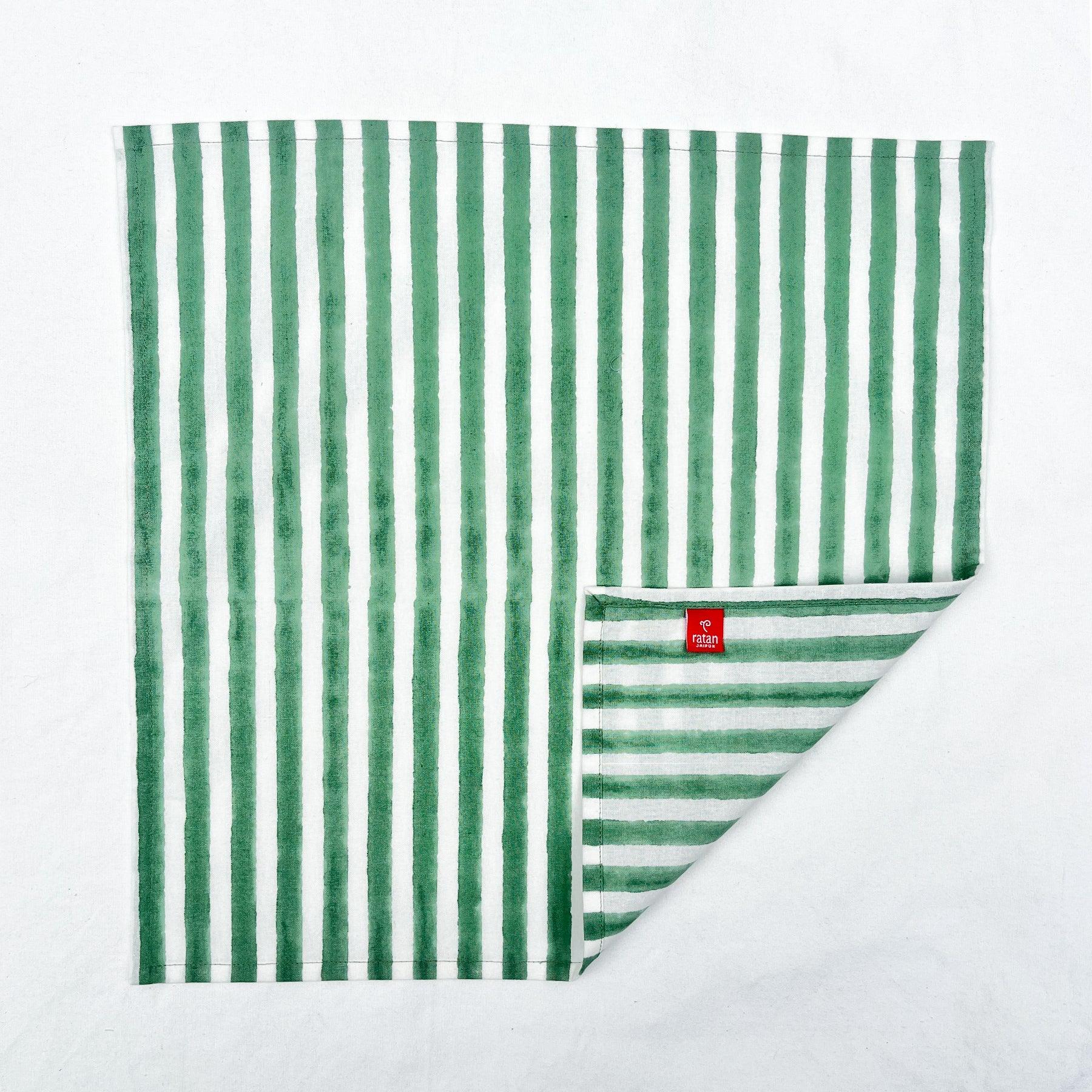 Green Stripe Napkin- Set of 6