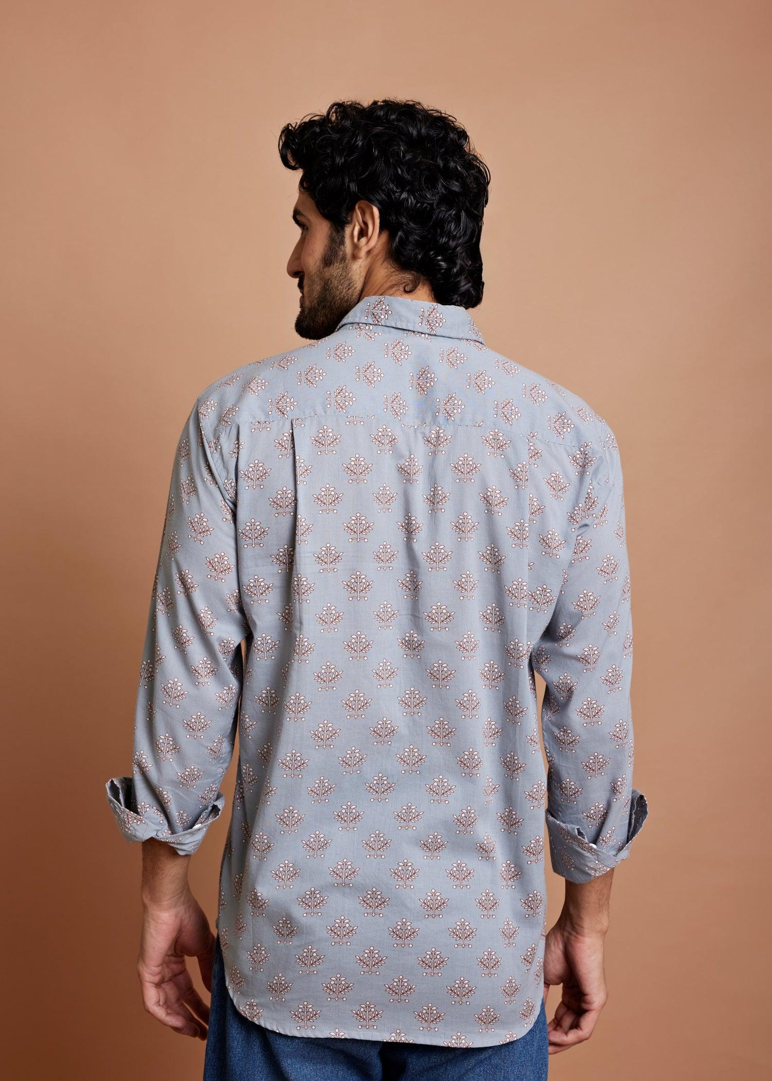 Light Grey Regular Cotton Full Sleeve Shirt Ratan Texprocess Pvt. Ltd