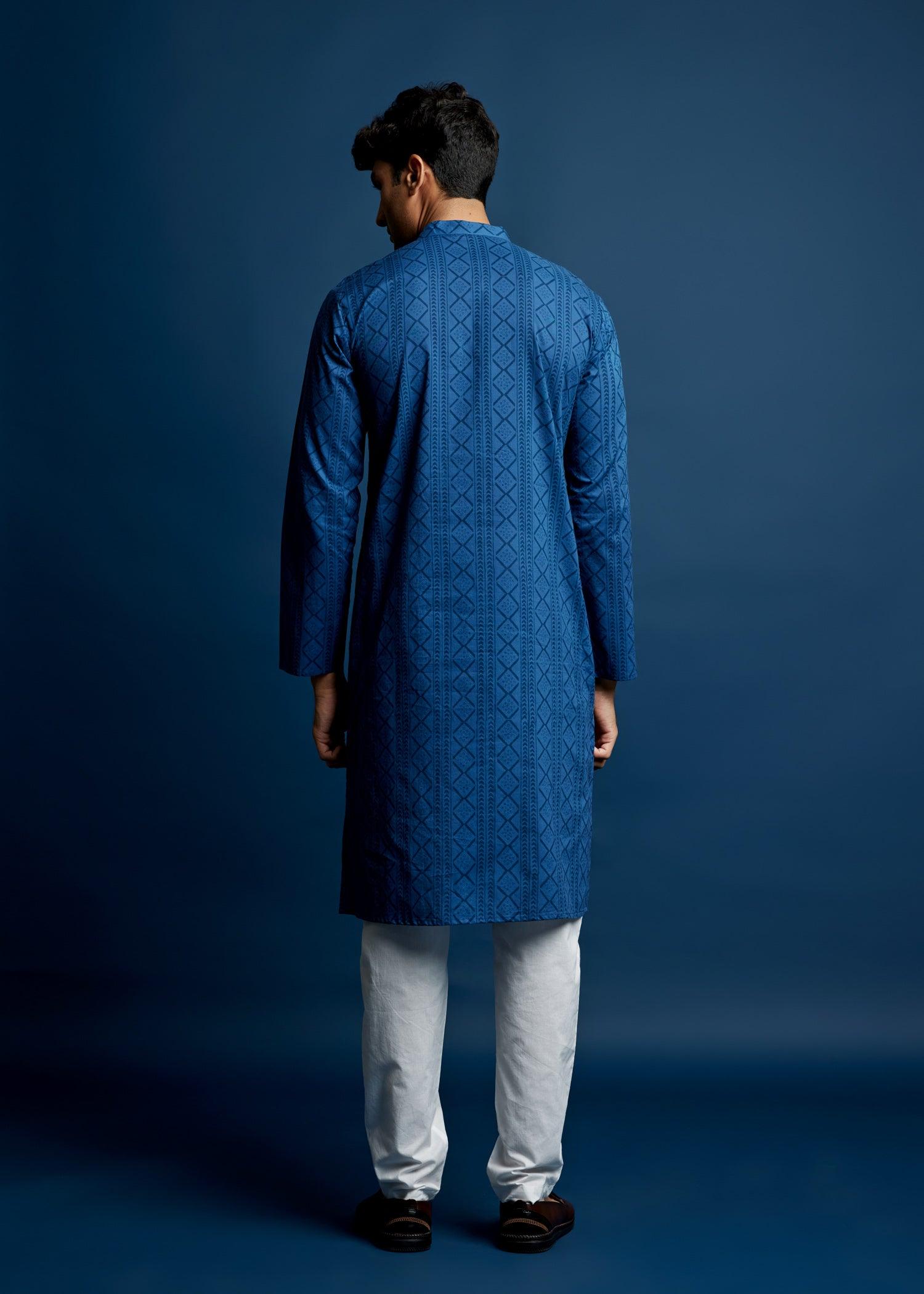 Men's Cotton Kurta Blue Ratan Texprocess Pvt. Ltd