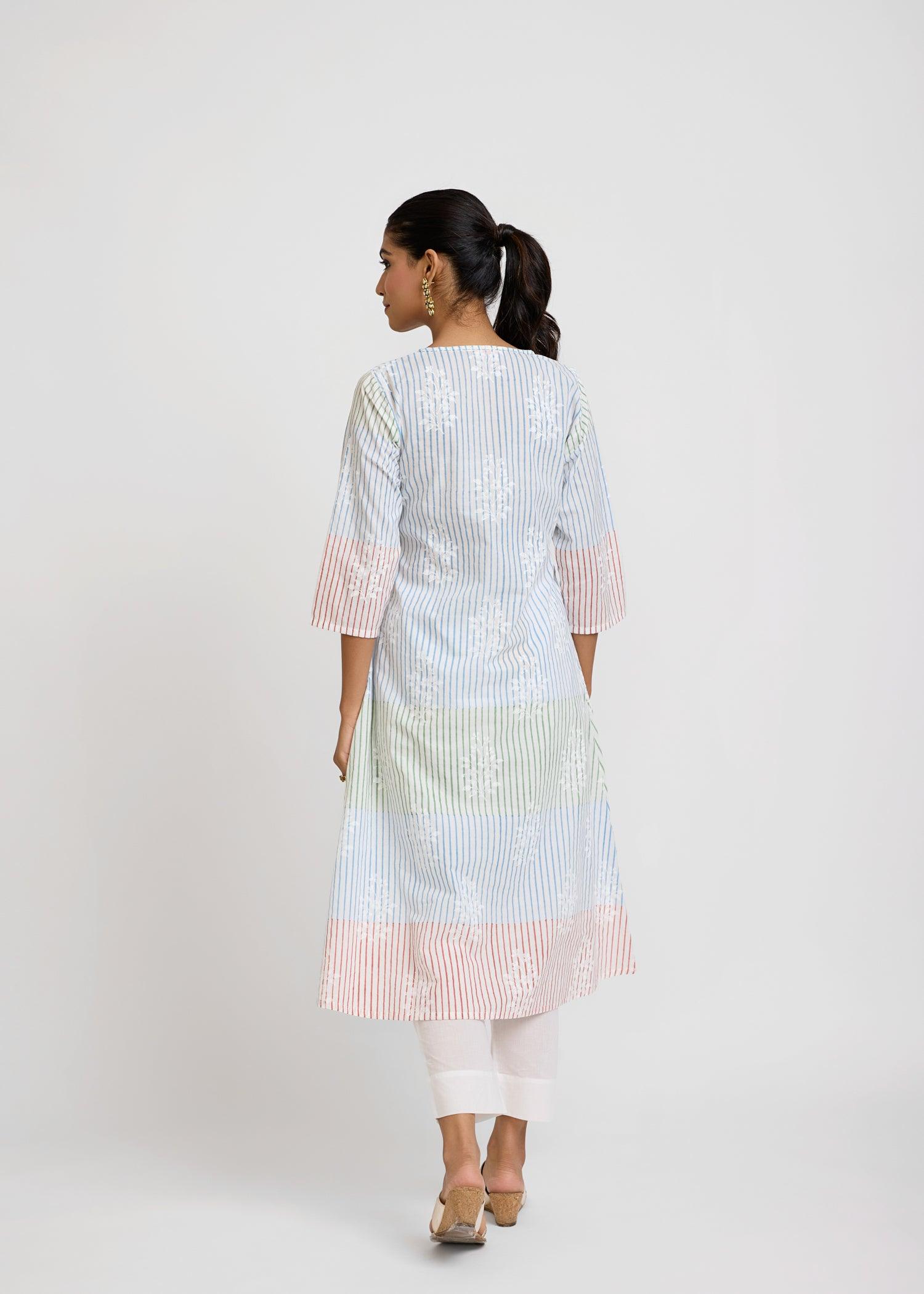 Maira Multicolour Cotton Long Kurta Ratan Texprocess Pvt. Ltd