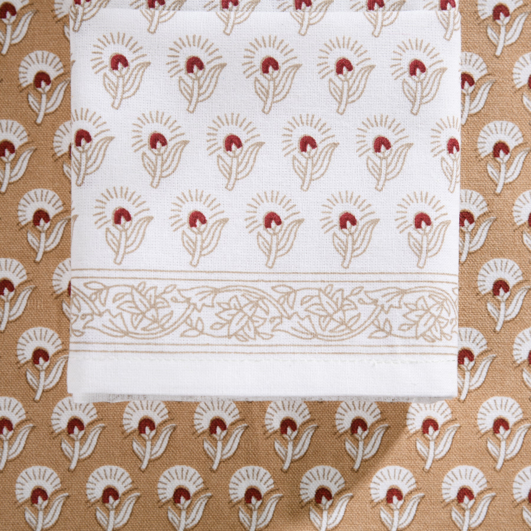 Buti Marigold Beige Napkin Set - 6 pieces Ratan Texprocess Pvt. Ltd