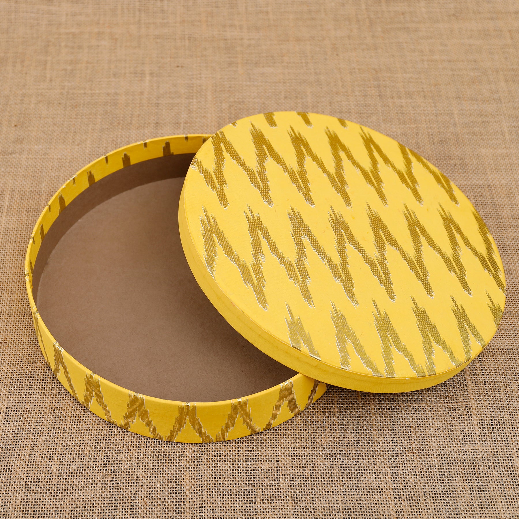 Ikat Yellow & Pink Round Box Set of 2