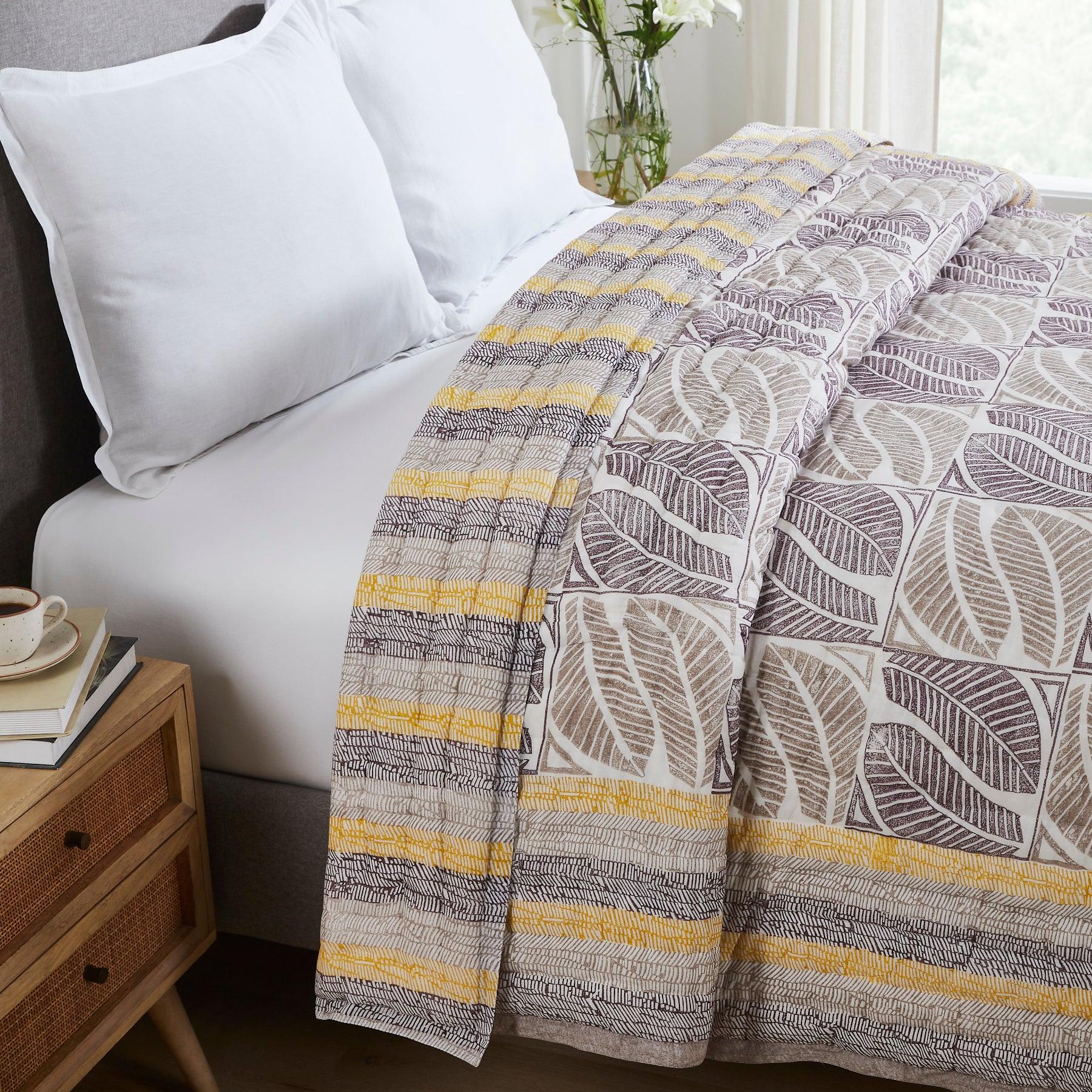 Classic Curation Beige & Brown Hand Block Print Extra Cotton Filling Quilt Ratan Texprocess Pvt. Ltd