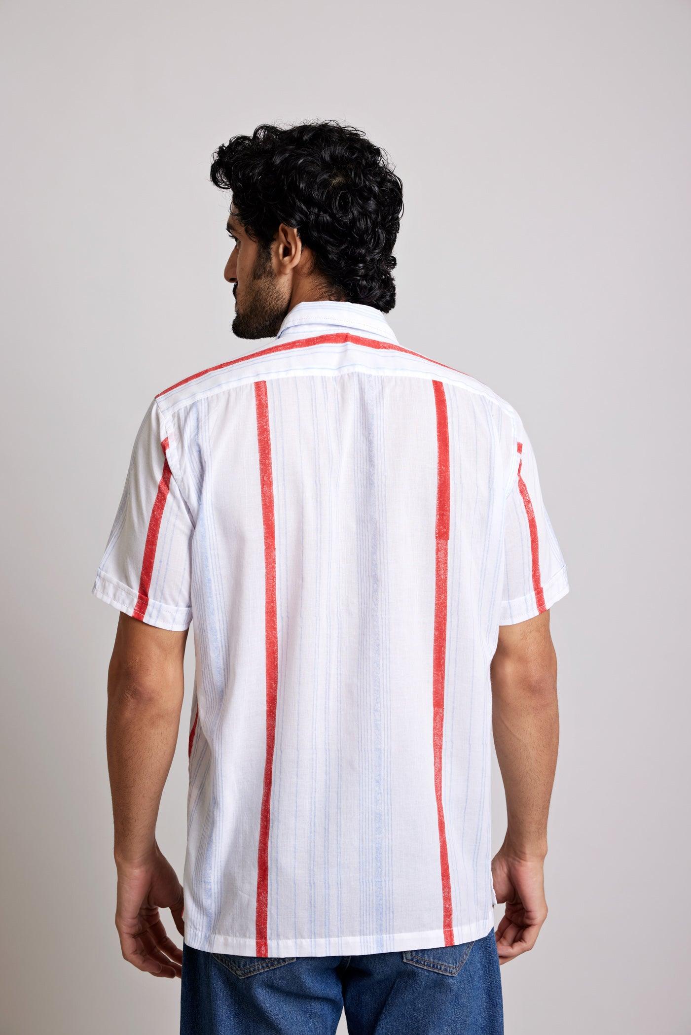 Blue & Red Regular Cotton Half Sleeve Shirt Ratan Texprocess Pvt. Ltd