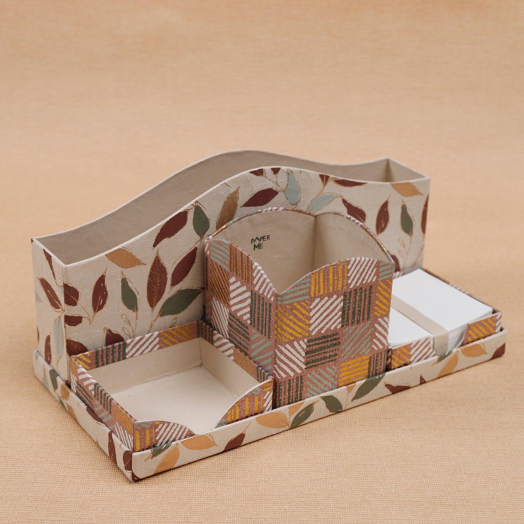 Maati Beige Collapsible Desk Organiser