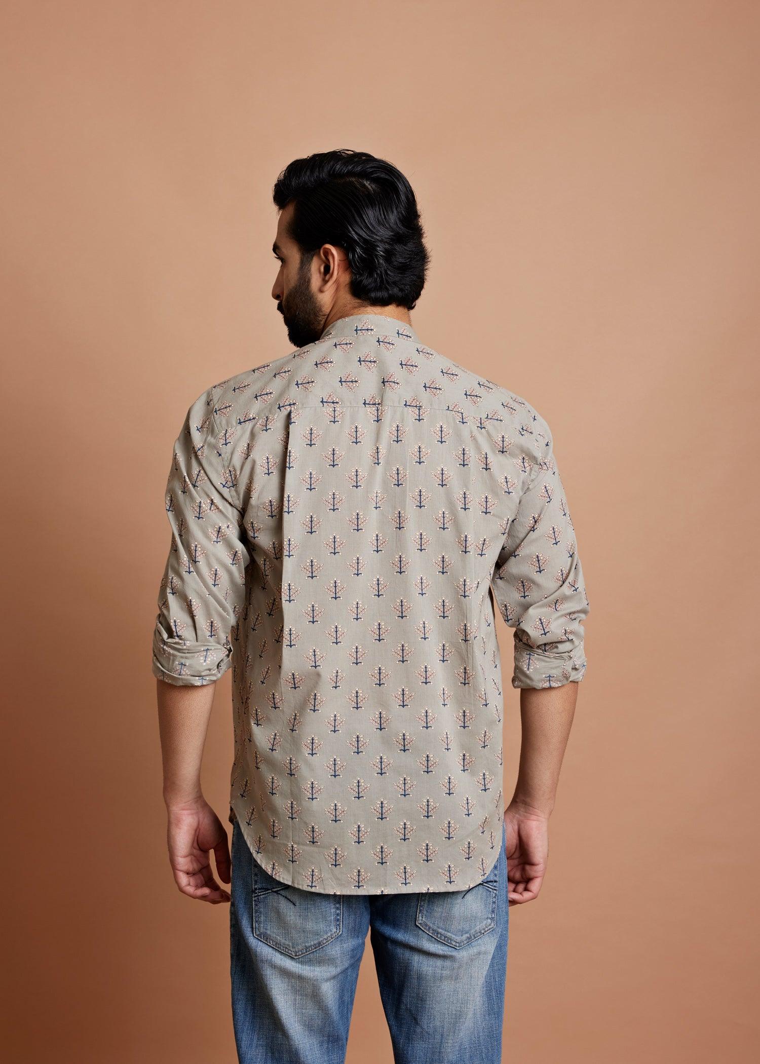 Grey Regular Cotton Full Sleeve Shirt Ratan Texprocess Pvt. Ltd