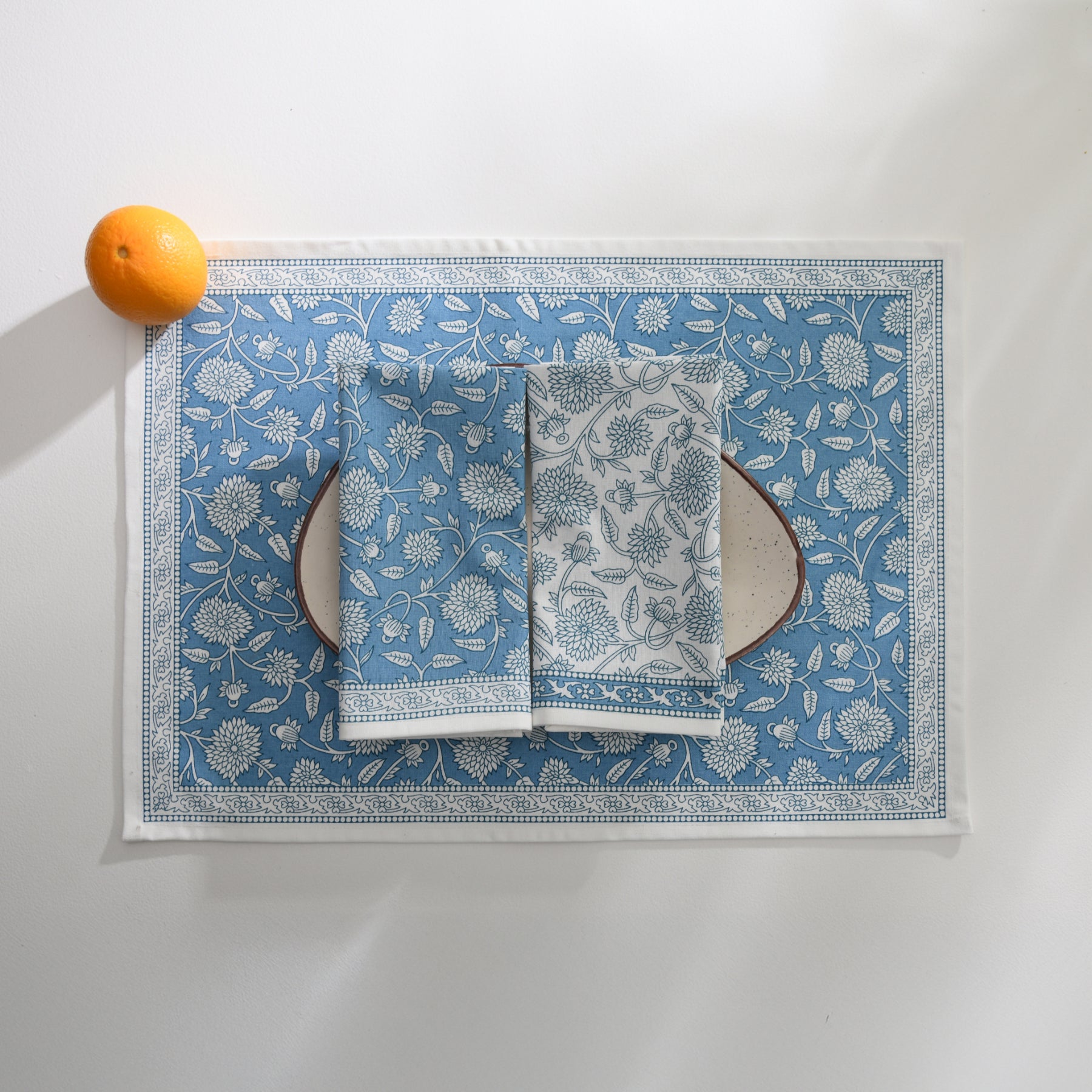 Flower Jaal Blue Table Mat Set of 6 Ratan Texprocess Pvt. Ltd