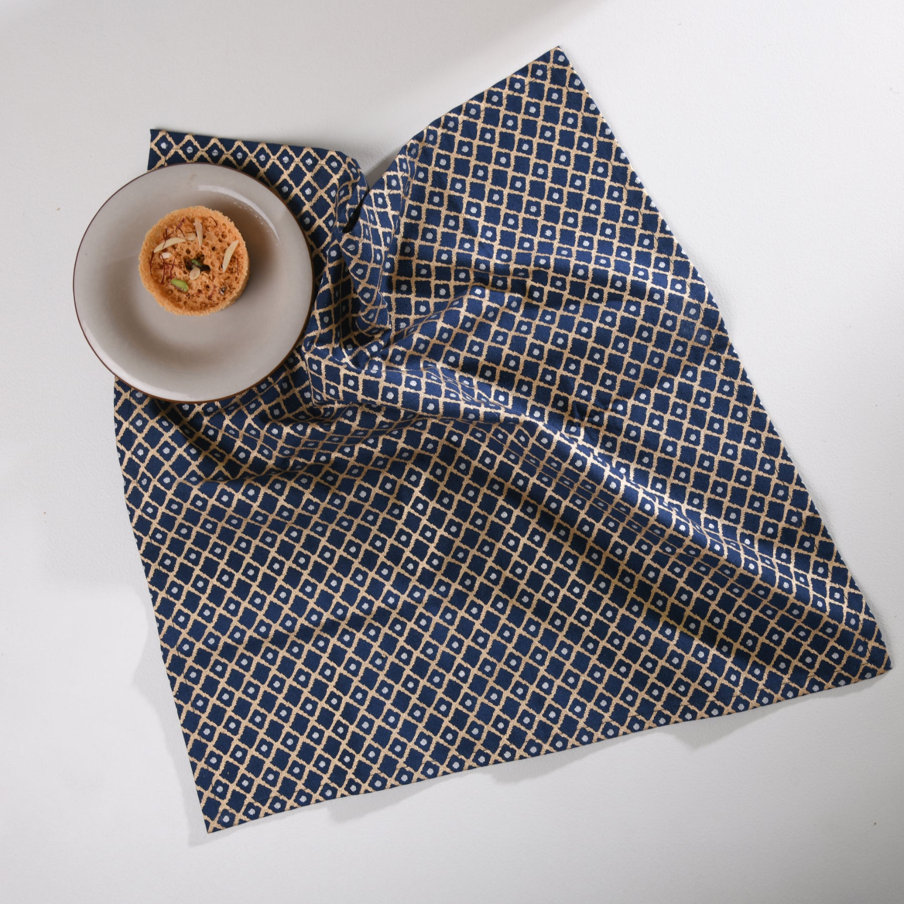 Hazy Diamond Navy-Blue/Gold Napkin Set - 6 pieces Ratan Texprocess Pvt. Ltd