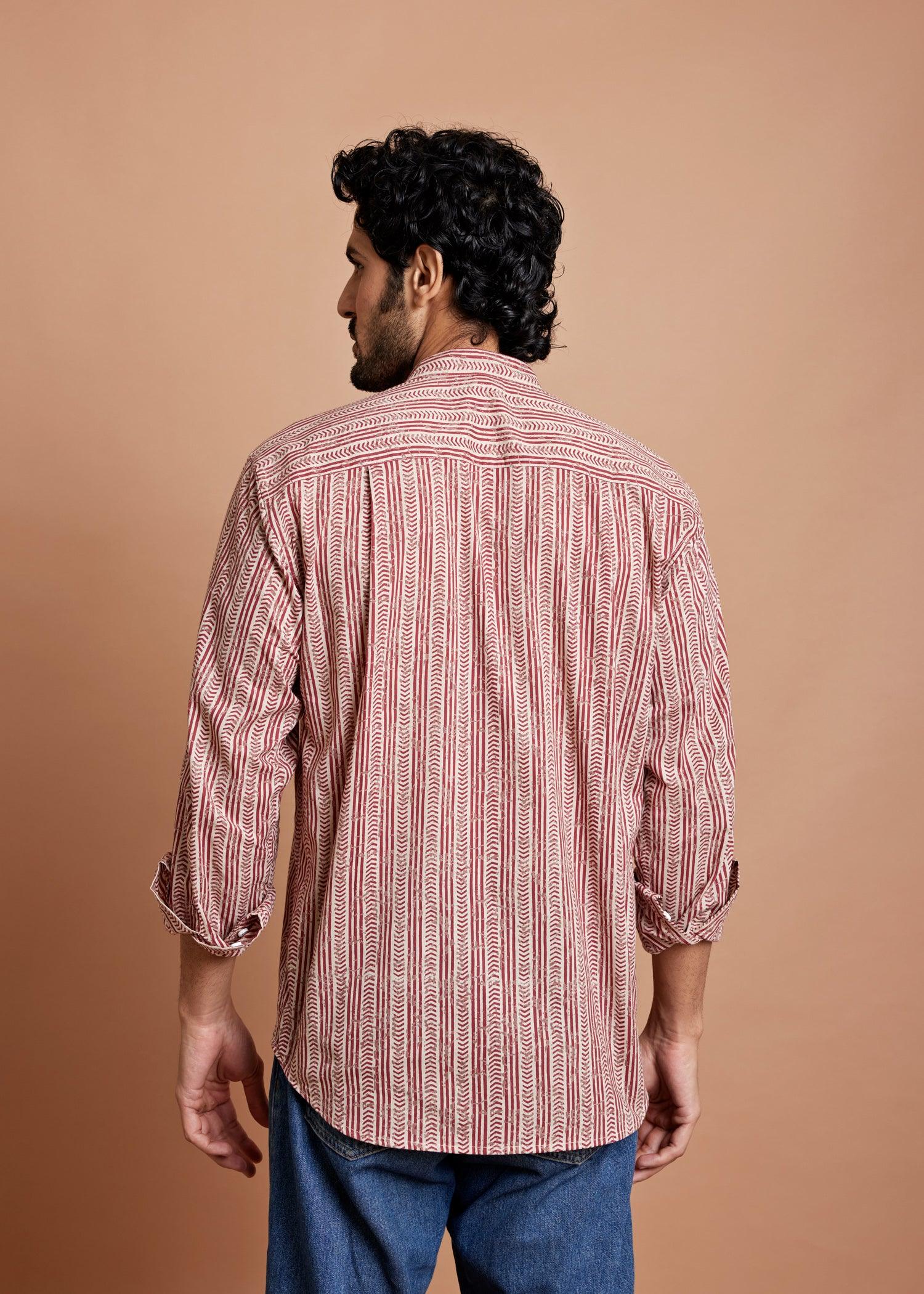 Red Regular Cotton Full Sleeve Shirt Ratan Texprocess Pvt. Ltd