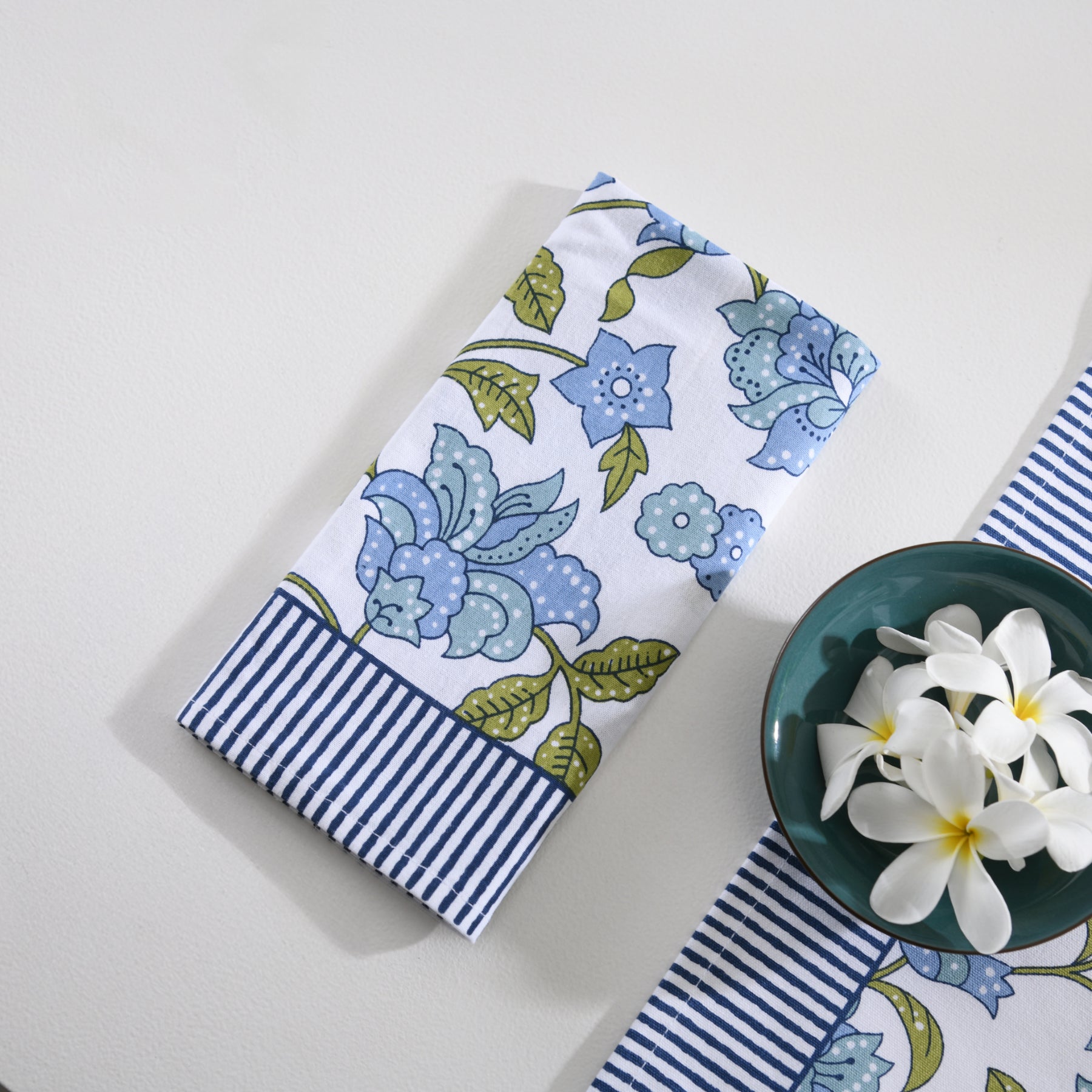 Blue-Green Flower Napkin- Set of 6 Ratan Texprocess Pvt. Ltd