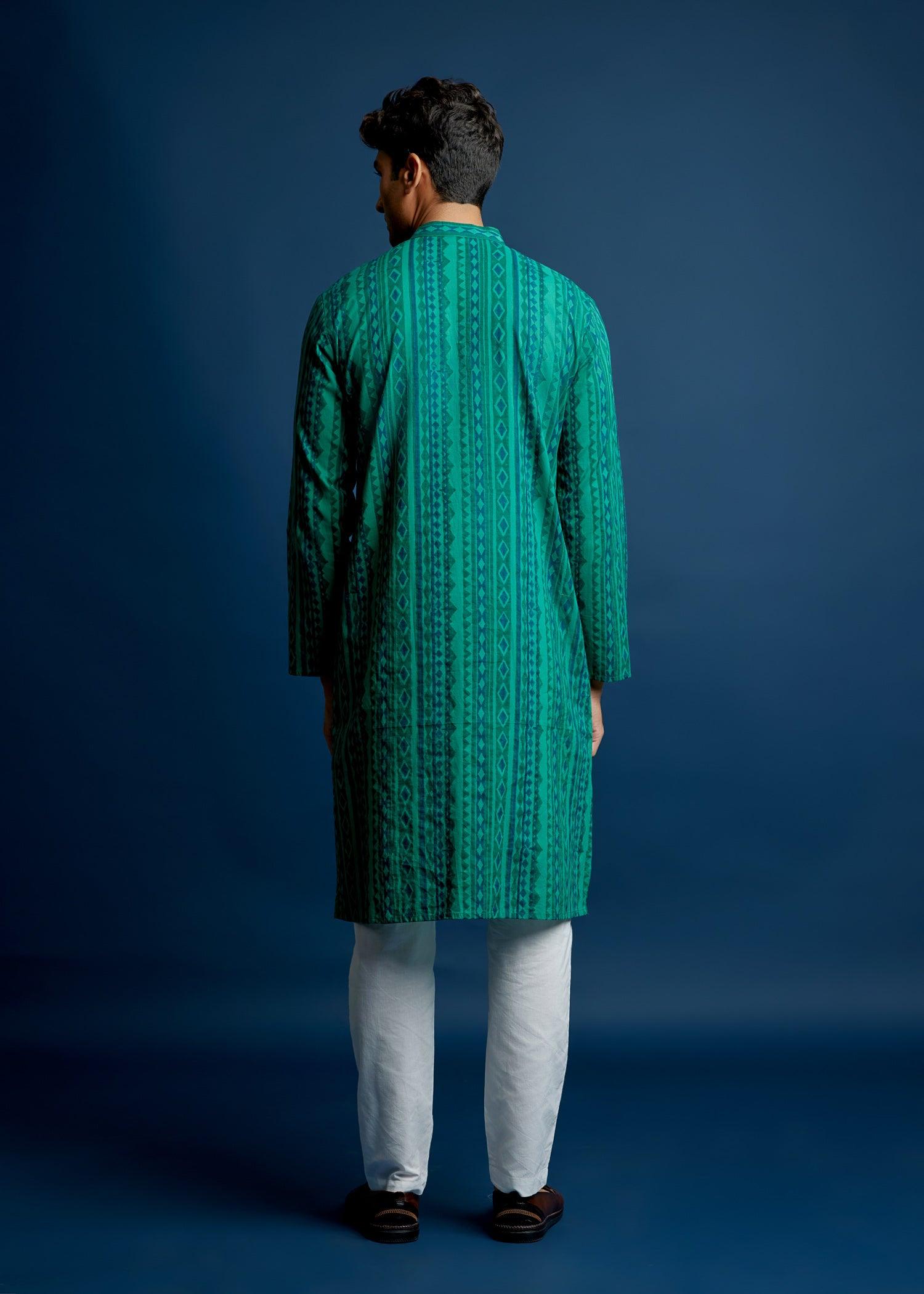 Men's Cotton Kurta Pine Green