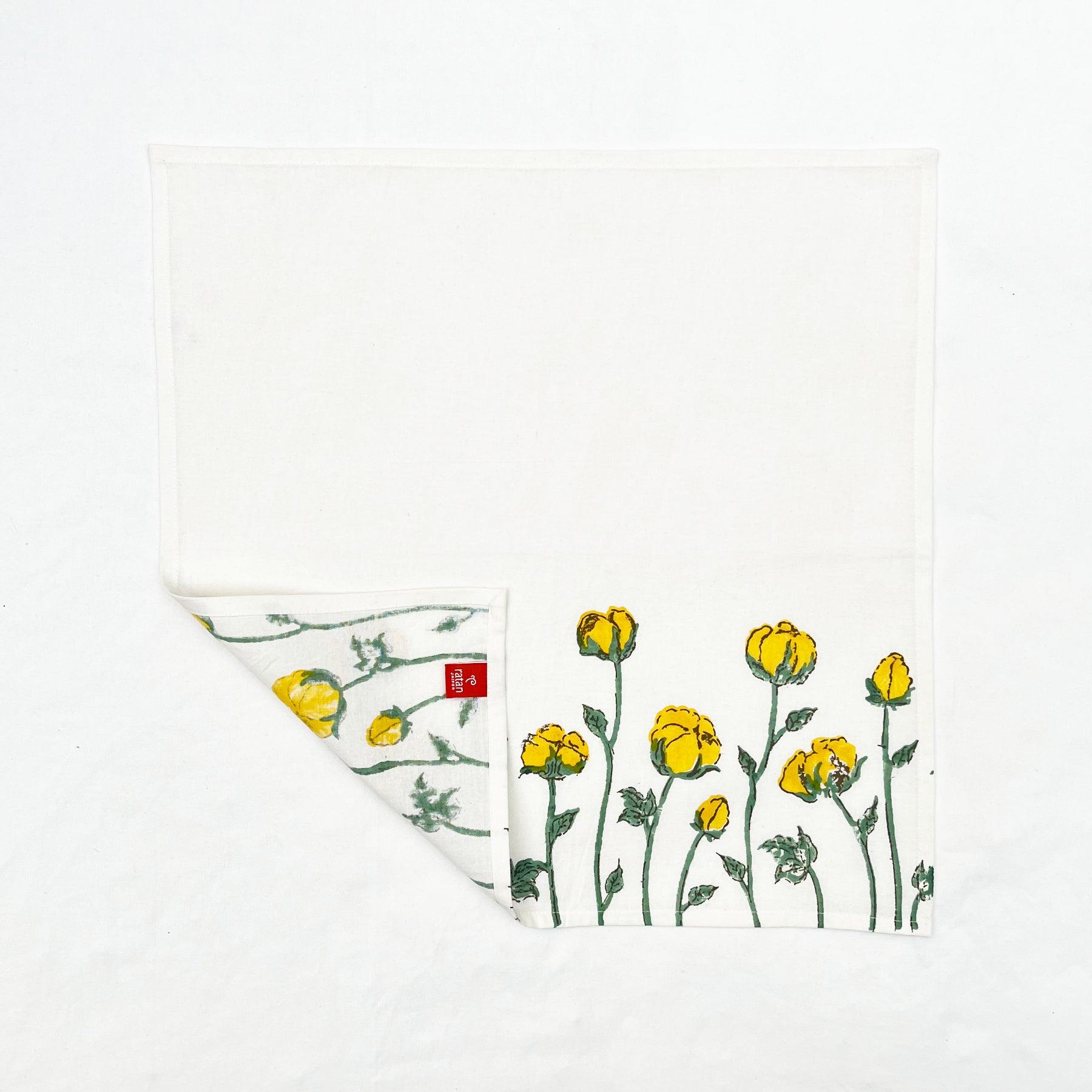 Yellow-Green Flower Napkin- Set of 6