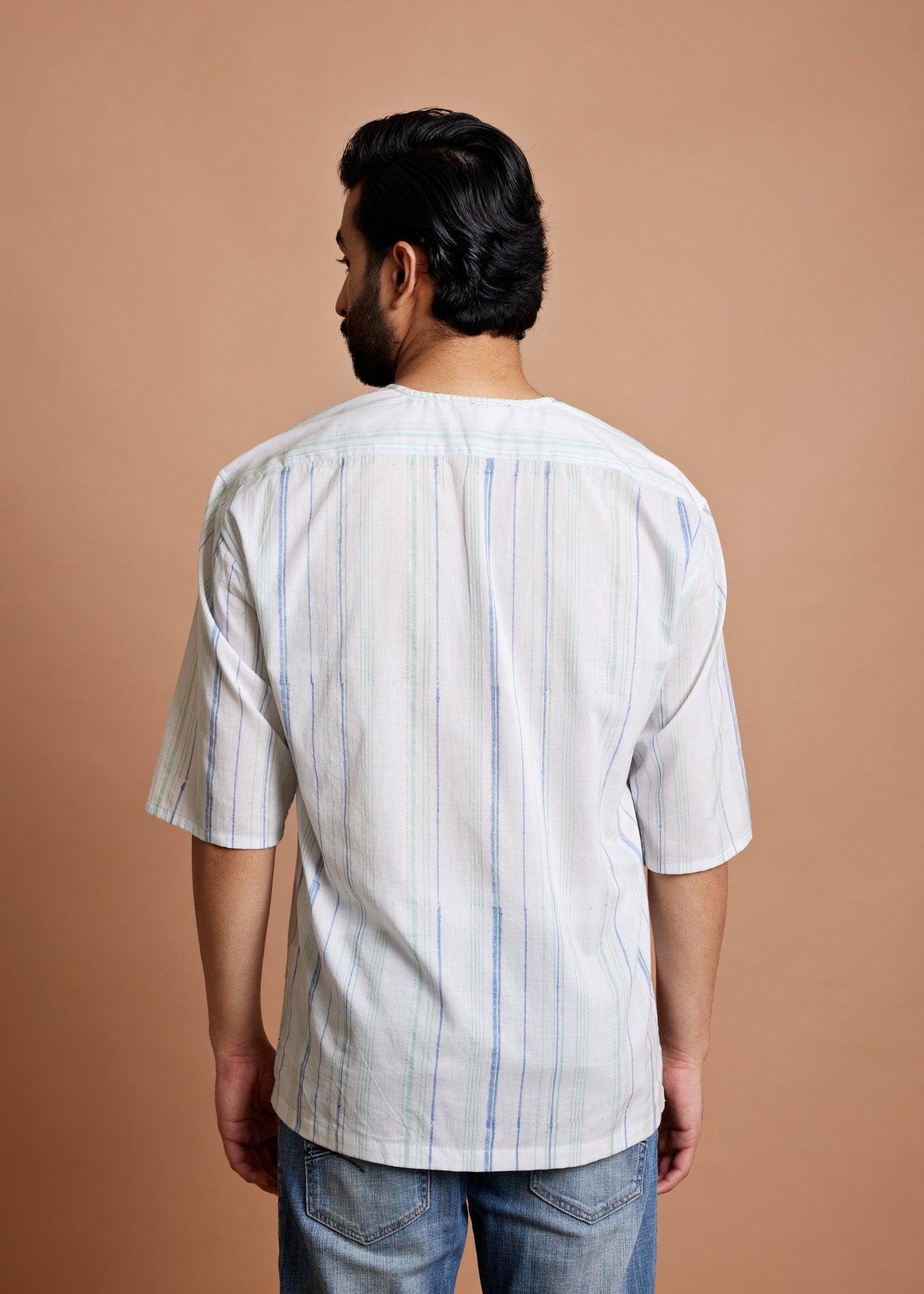 Blue Regular Cotton Essential Baggy Half Sleeve Shirt Ratan Texprocess Pvt. Ltd