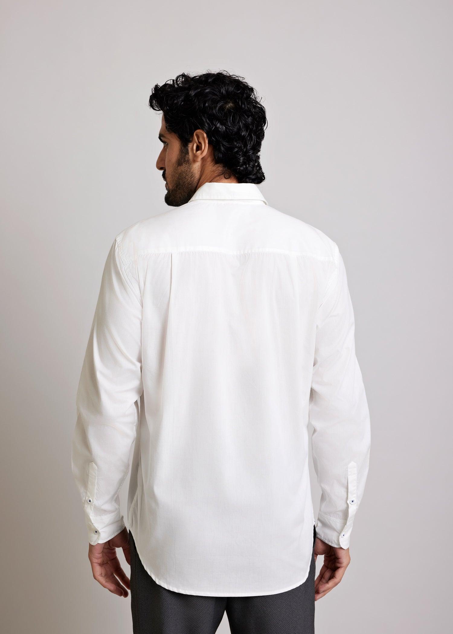 White, Green & Blue Regular Cotton Full Sleeve Shirt Ratan Texprocess Pvt. Ltd