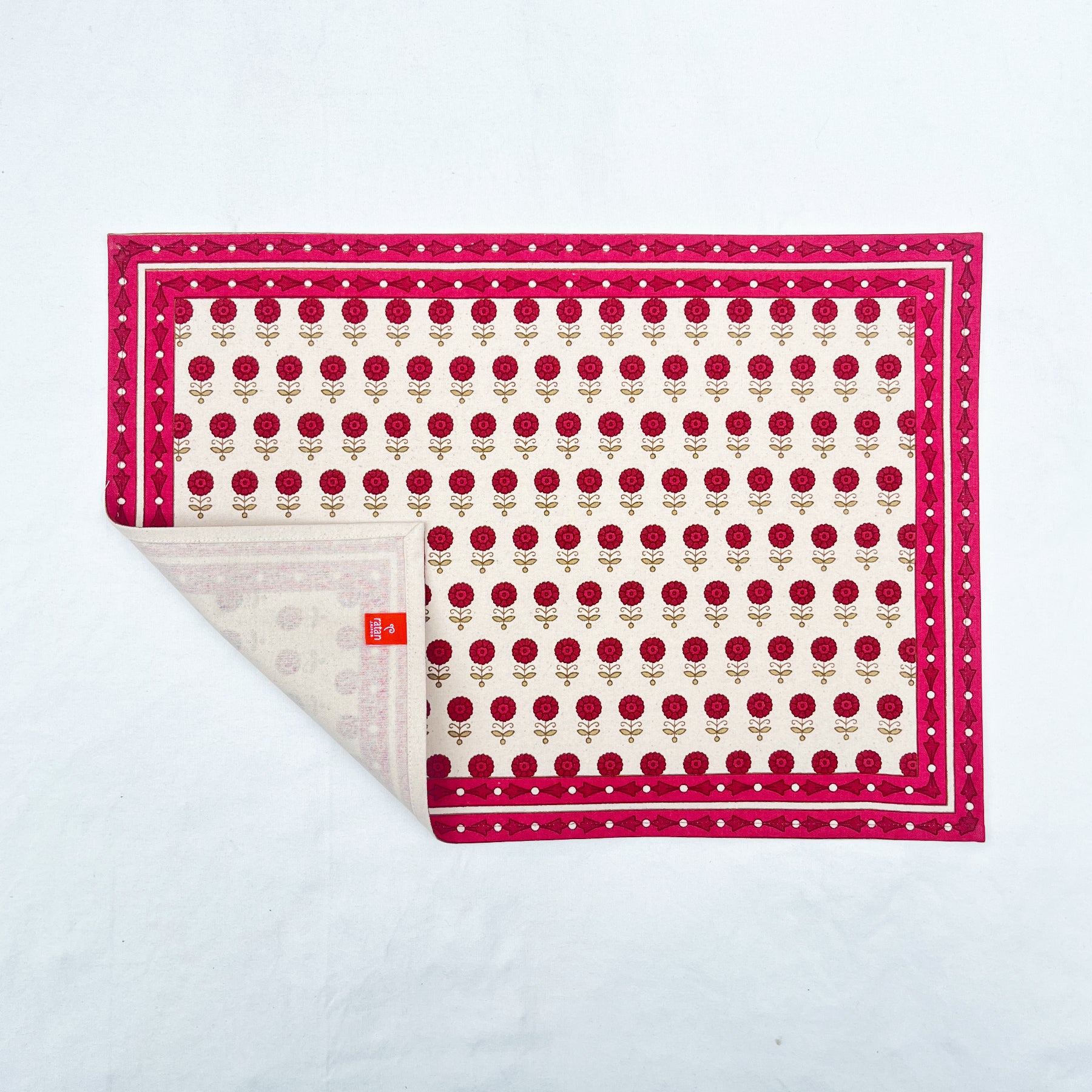 Red-Beige Table Mat Set of 6 Ratan Texprocess Pvt. Ltd