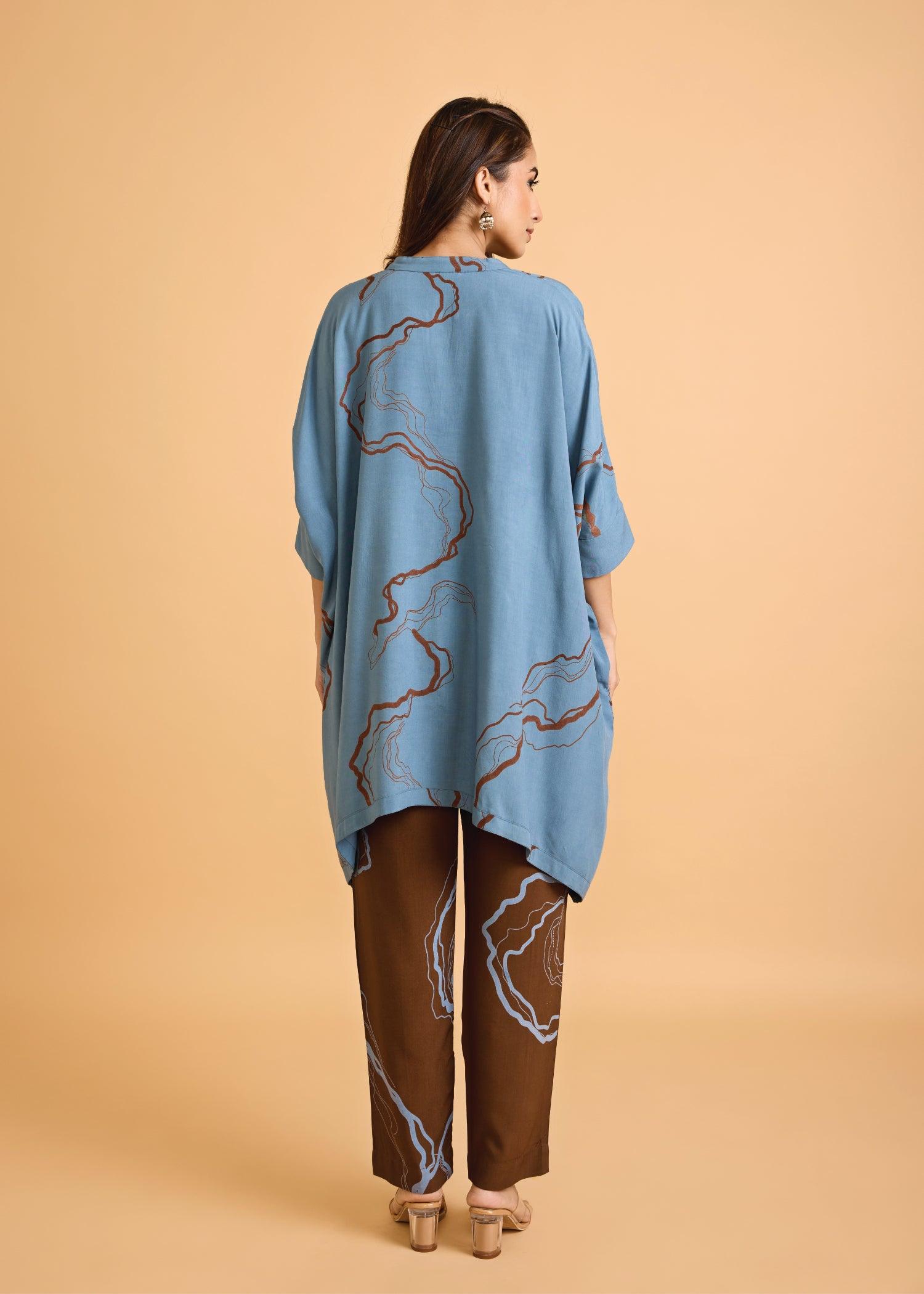 Water Blue Loose Viscose Saba Kaftan Ratan Texprocess Pvt. Ltd