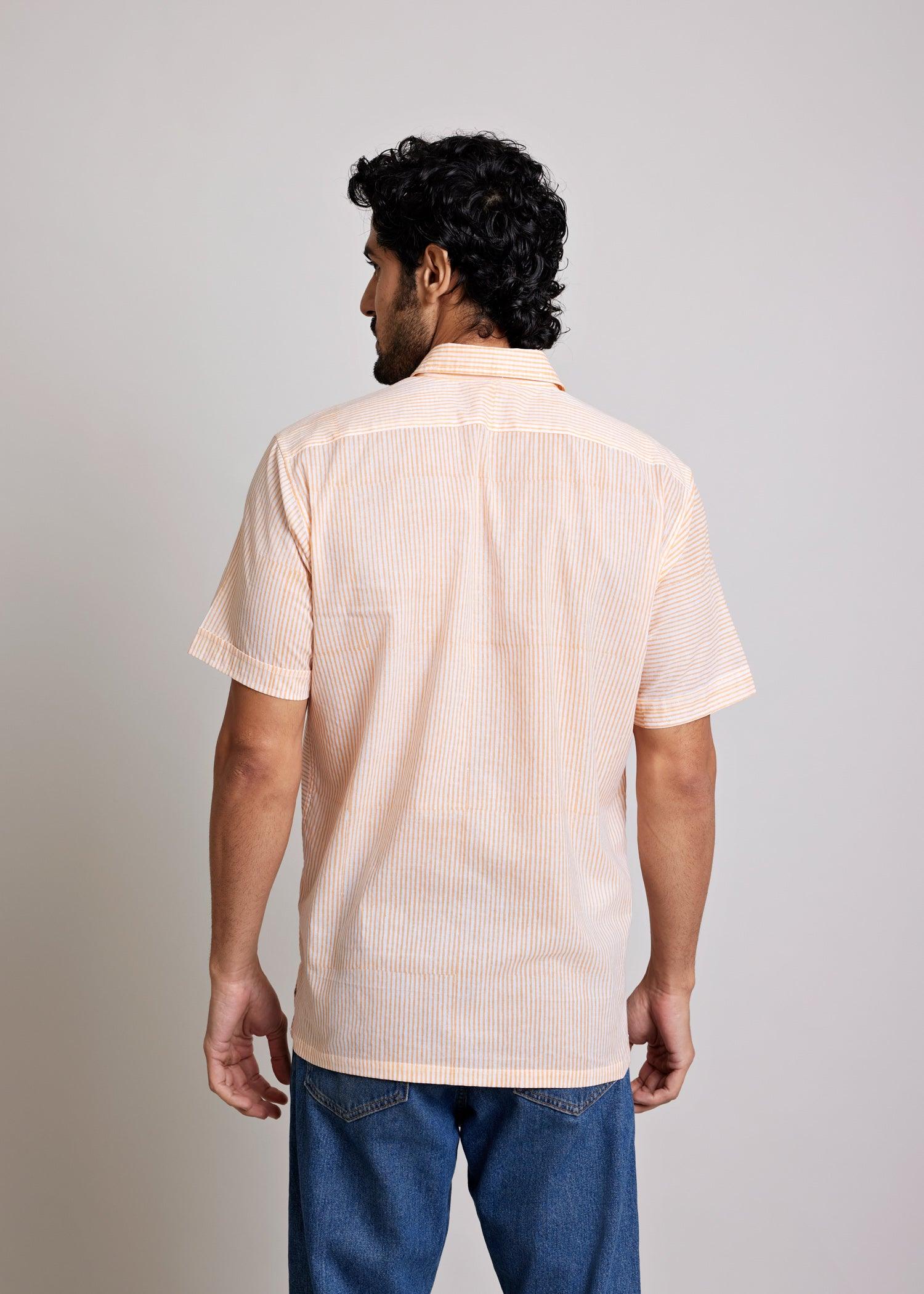 Orange Regular Cotton Half Sleeve Shirt Ratan Texprocess Pvt. Ltd