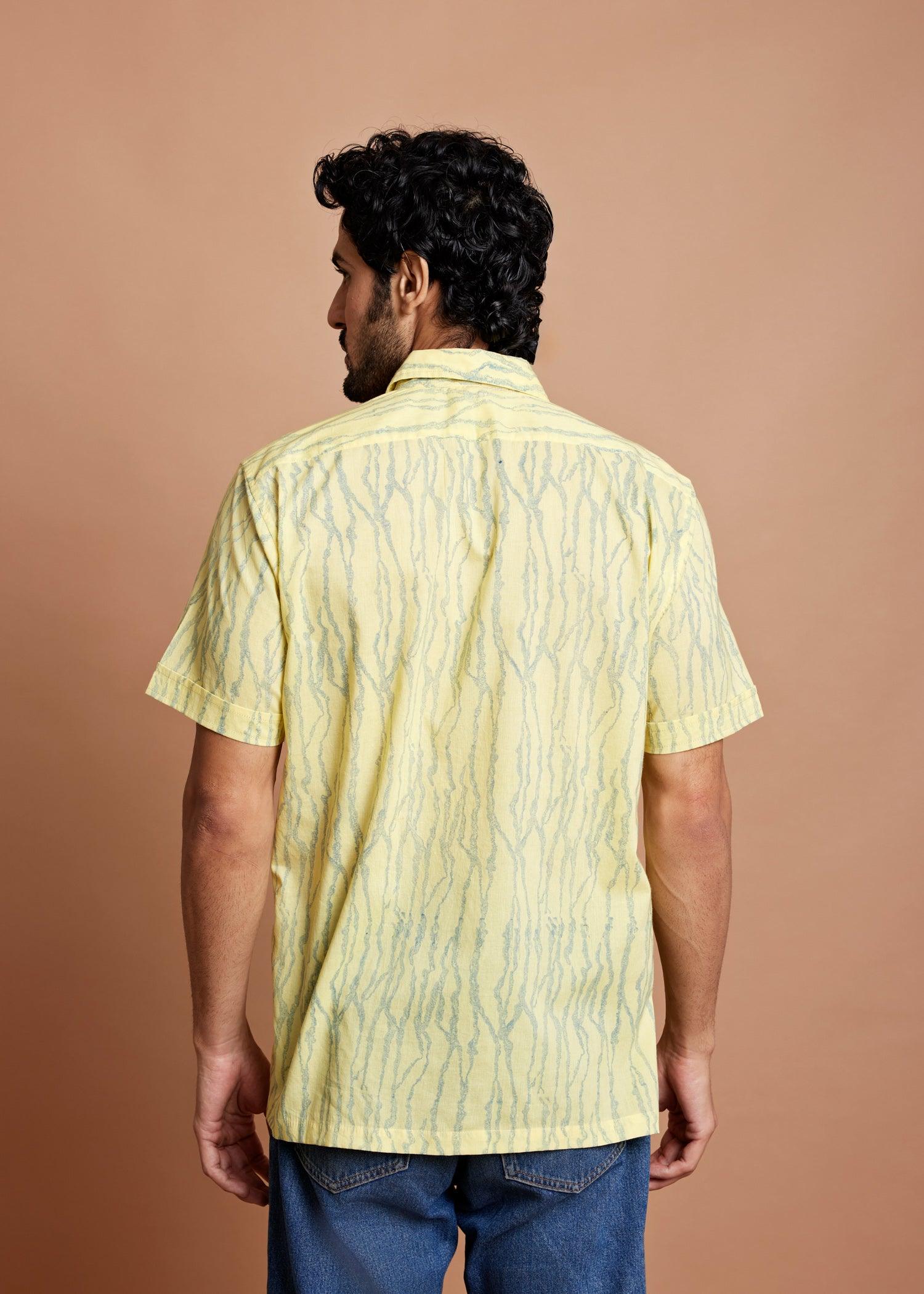 Yellow Desert Print Regular Cotton Half Sleeve Shirt Ratan Texprocess Pvt. Ltd