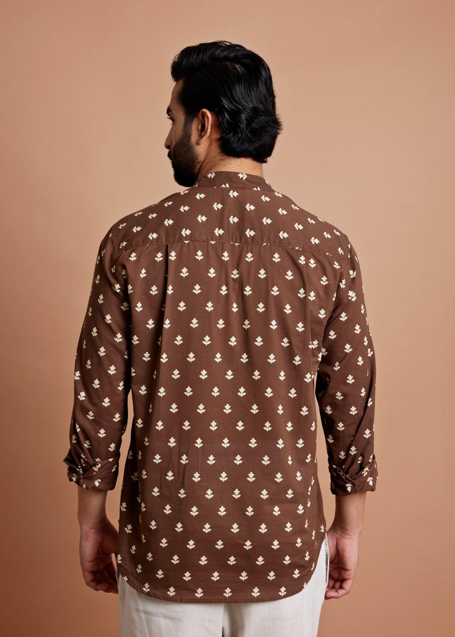 Dark Brown Regular Cotton Full Sleeve Shirt Ratan Texprocess Pvt. Ltd