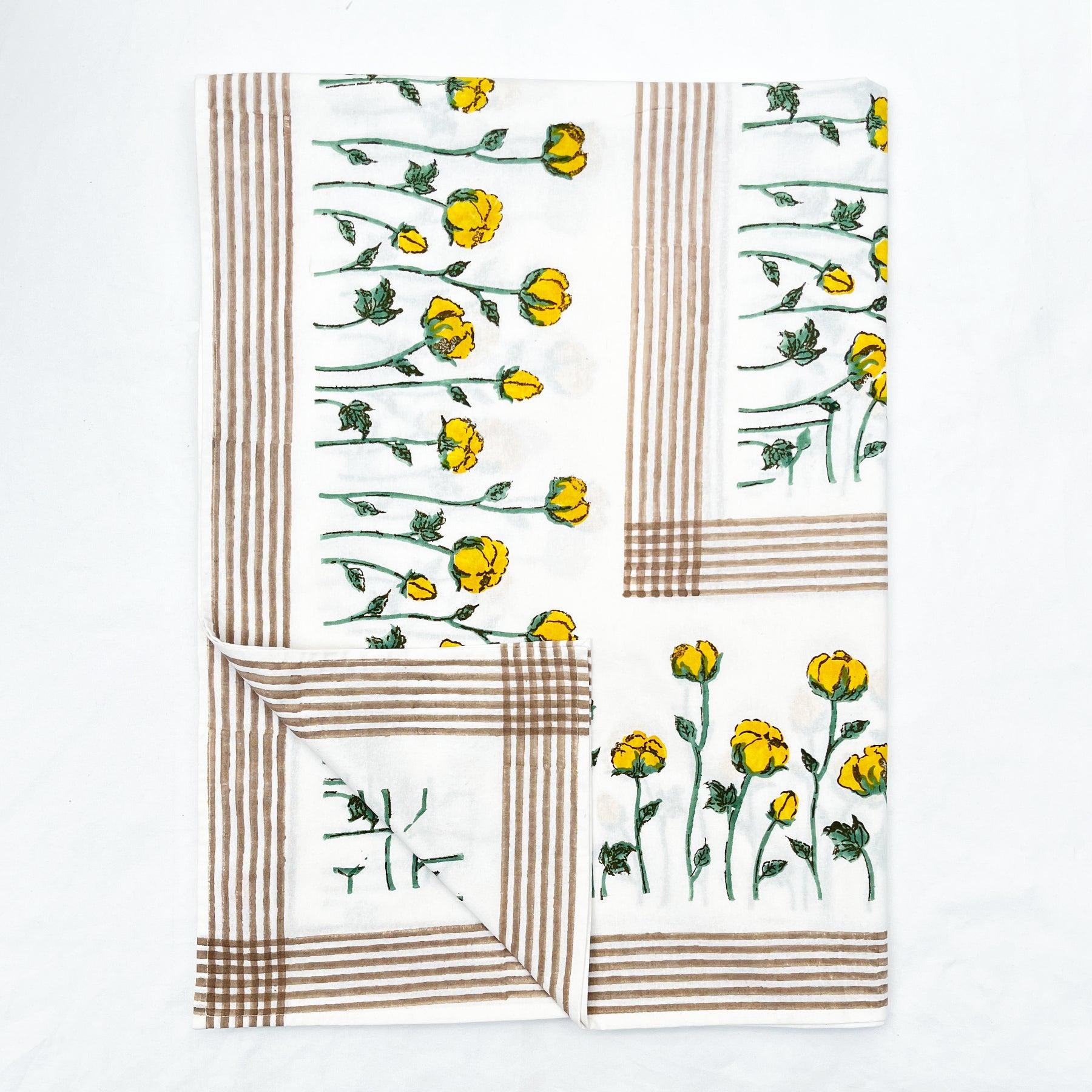 Yellow-Green Flower Table Cover