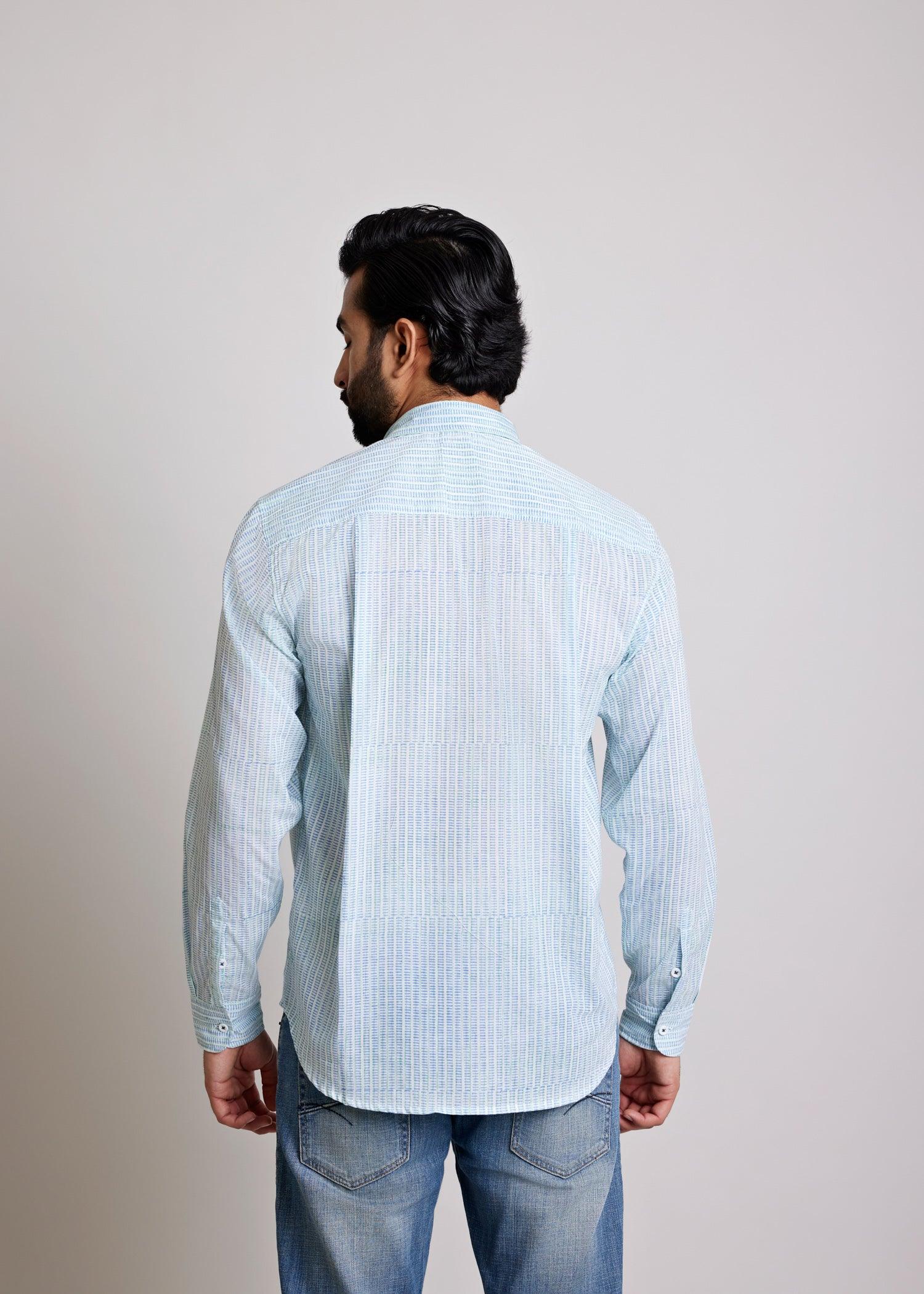 Green & Blue Regular Cotton Full Sleeve Shirt Ratan Texprocess Pvt. Ltd