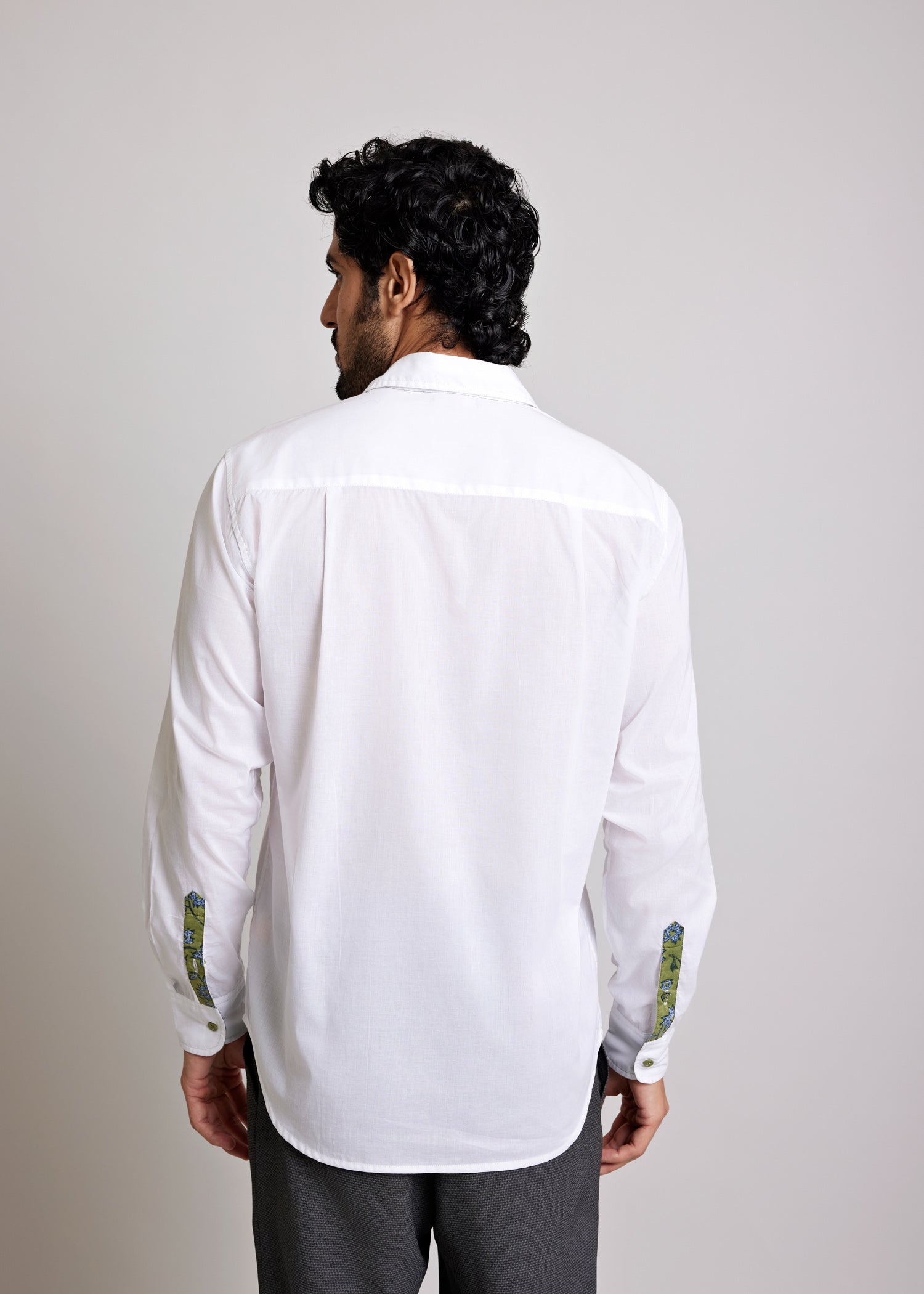 White Regular Cotton Doted Jaal Full Sleeve Shirt Ratan Texprocess Pvt. Ltd