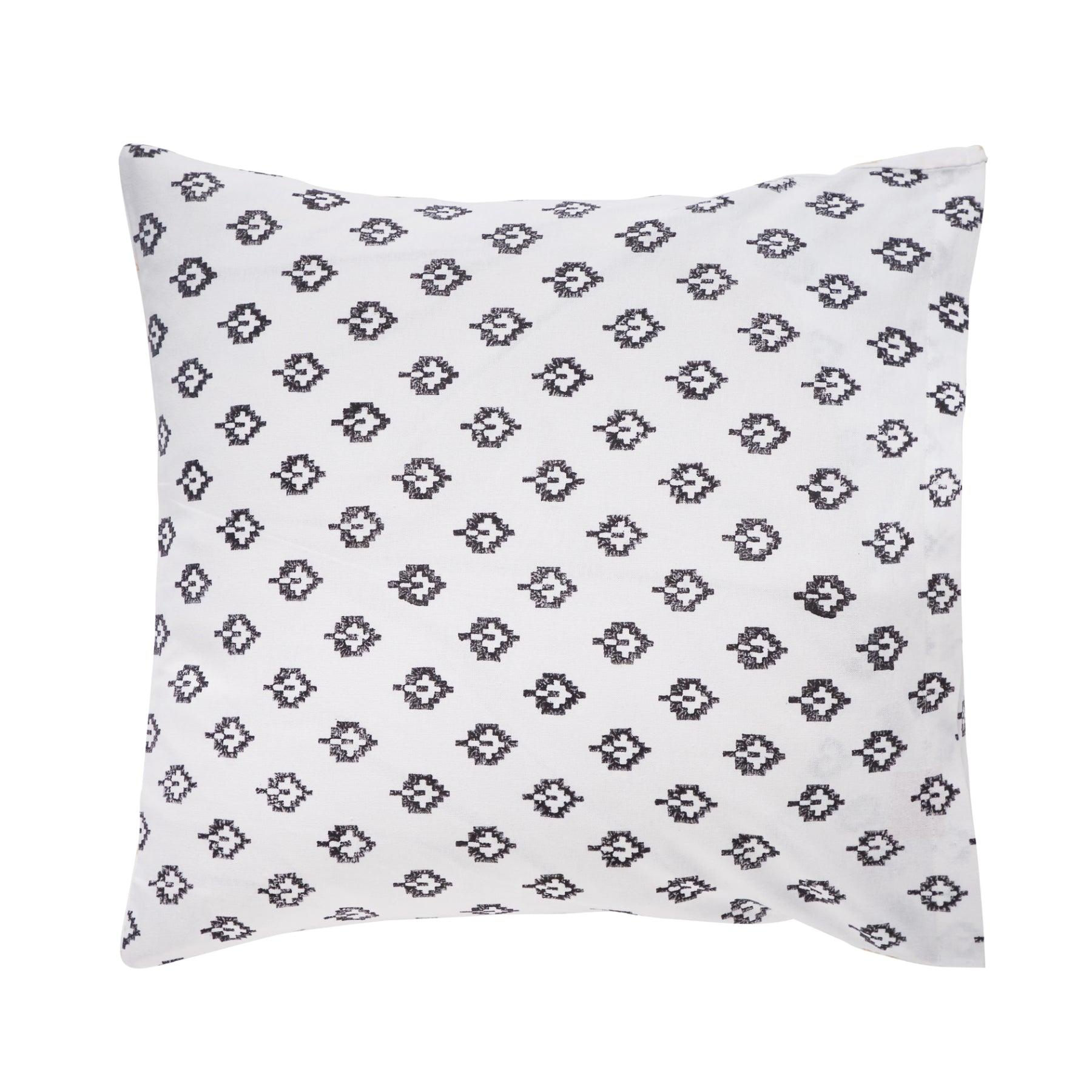 Geometric Dribble Mustard & Charcoal Hand Block Print Cotton Cushion Cover Ratan Texprocess Pvt. Ltd