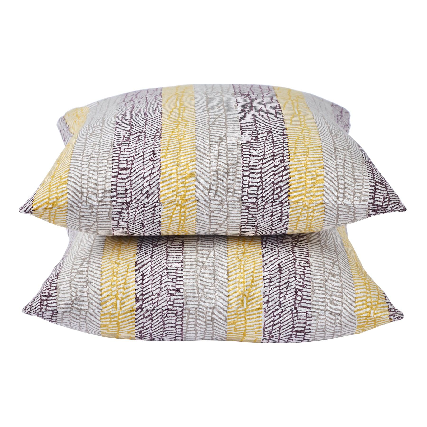 Classic Curation Beige & Brown Hand Block Print Cotton Cushion Cover Ratan Texprocess Pvt. Ltd