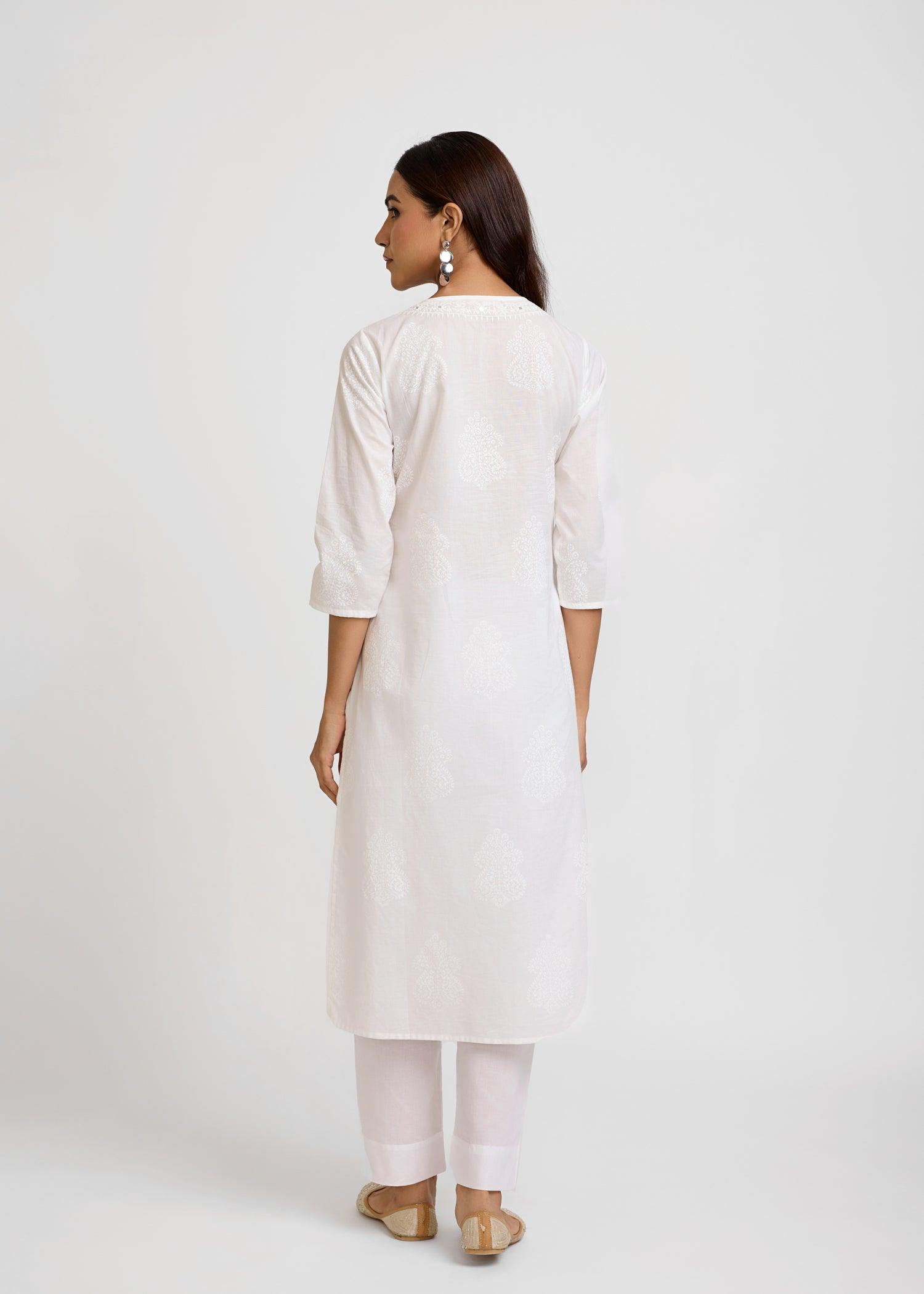 White Cotton Long Kurta Ratan Texprocess Pvt. Ltd