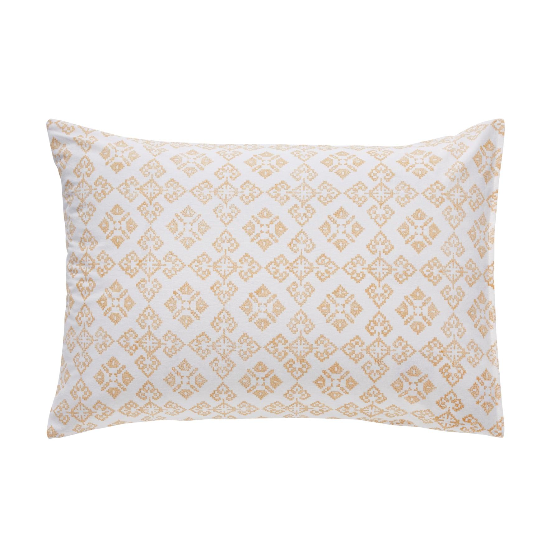 Geometric Dribble Mustard & Charcoal Hand Block Print Cotton Pillow Cover Ratan Texprocess Pvt. Ltd