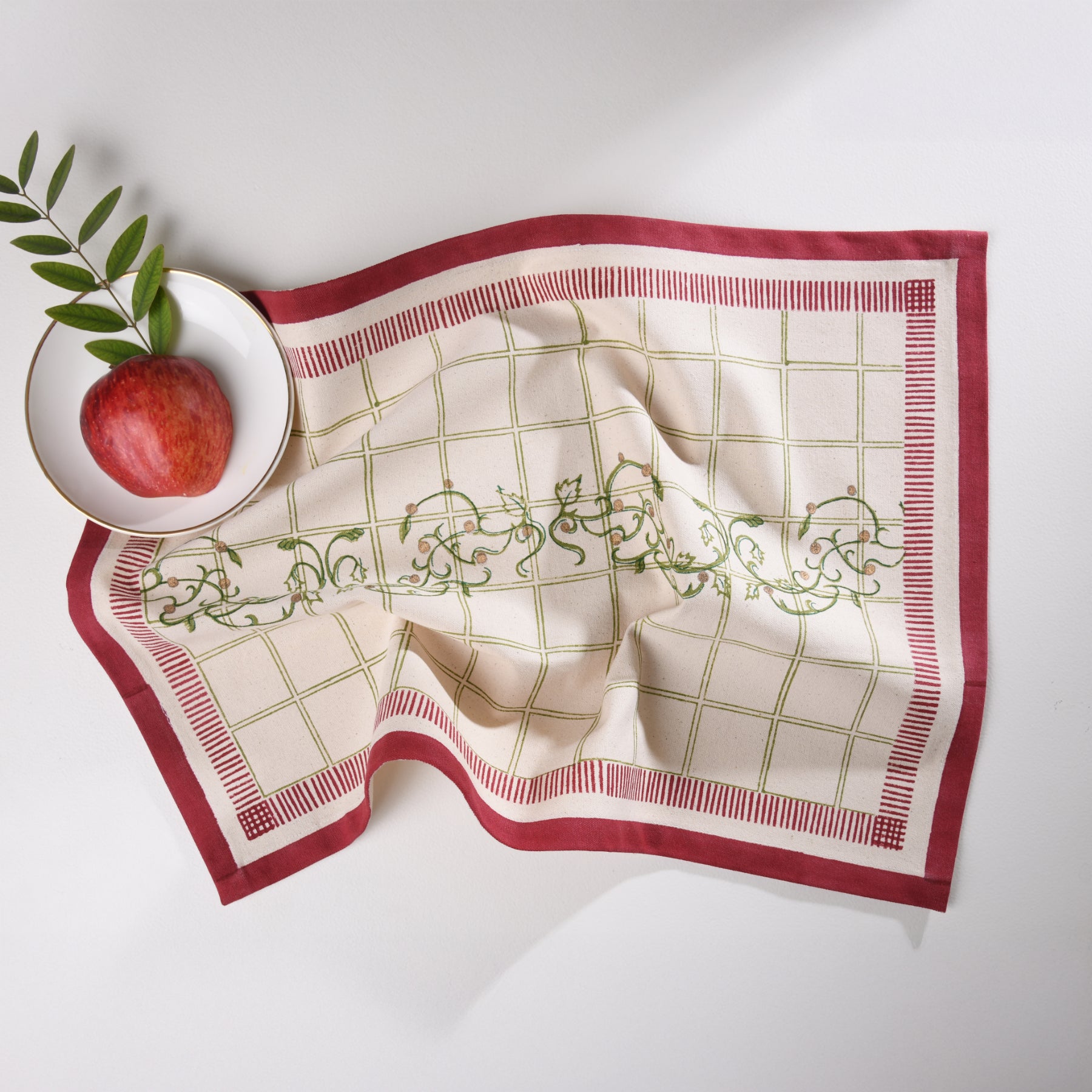 Maroon-Green Table Mat Set of 6 Ratan Texprocess Pvt. Ltd