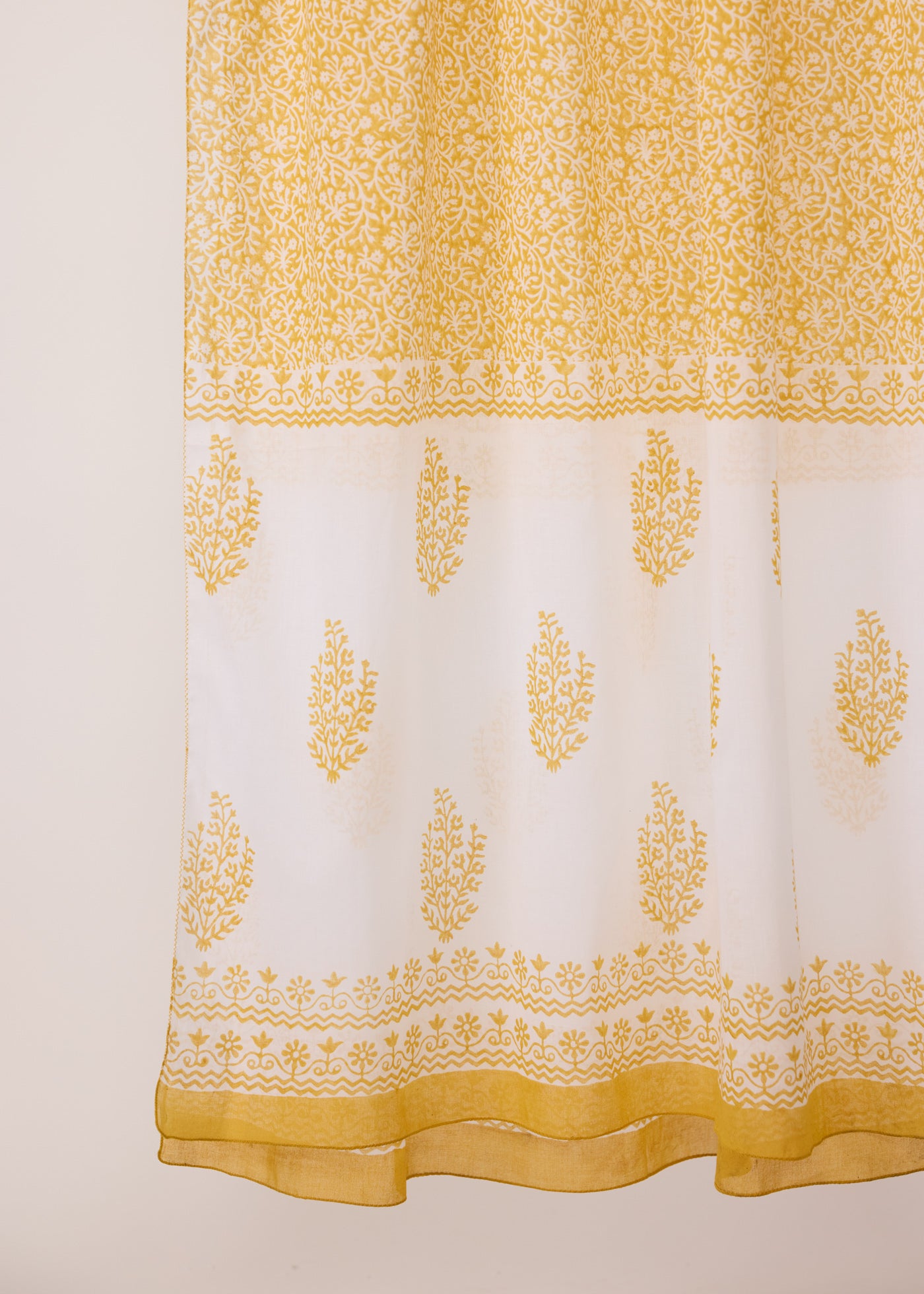 Block Printed Cotton Dupatta - Yellow