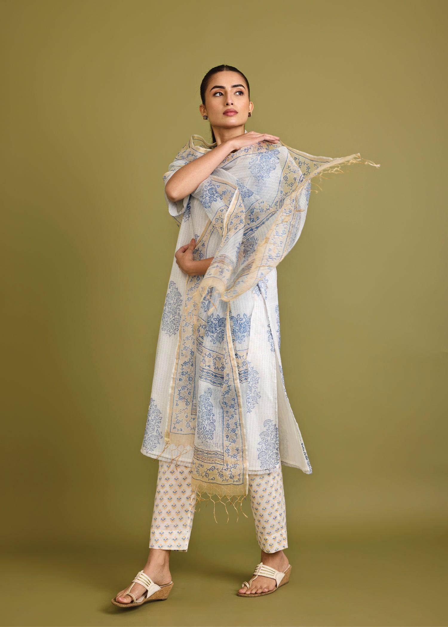 Blue & White Laavanya Suit Set